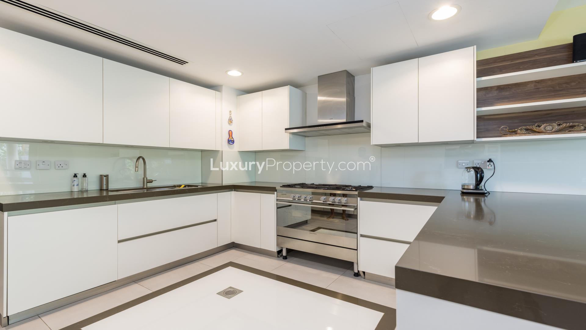 Modern kitchen in fully upgraded 3-bedroom villa for rent in The Springs