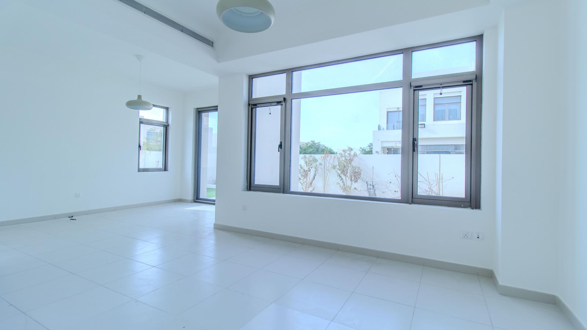 Corner villa in Mira Oasis, Reem, with driveway and greenery, available for rent