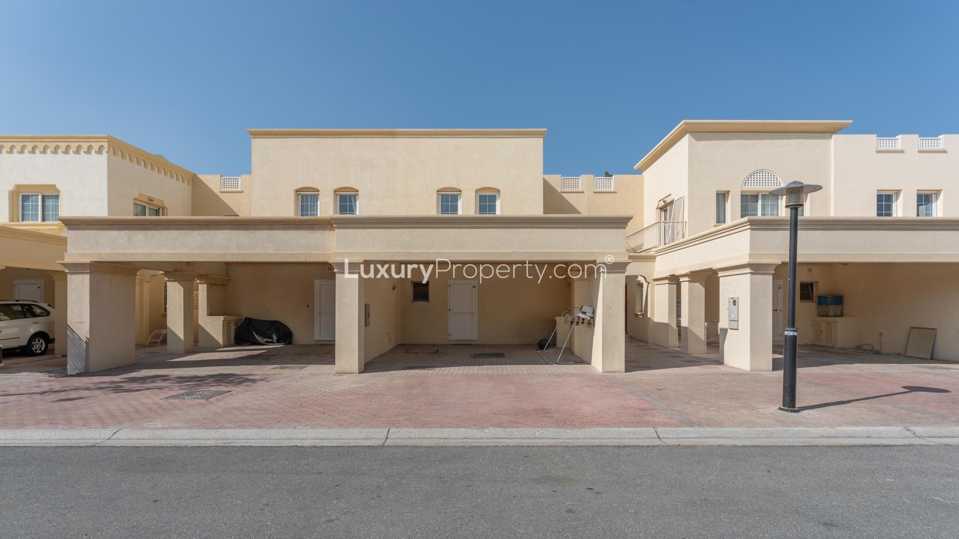 Modern living room in charming 2-bedroom villa, sleek decor, cozy seating, The Springs