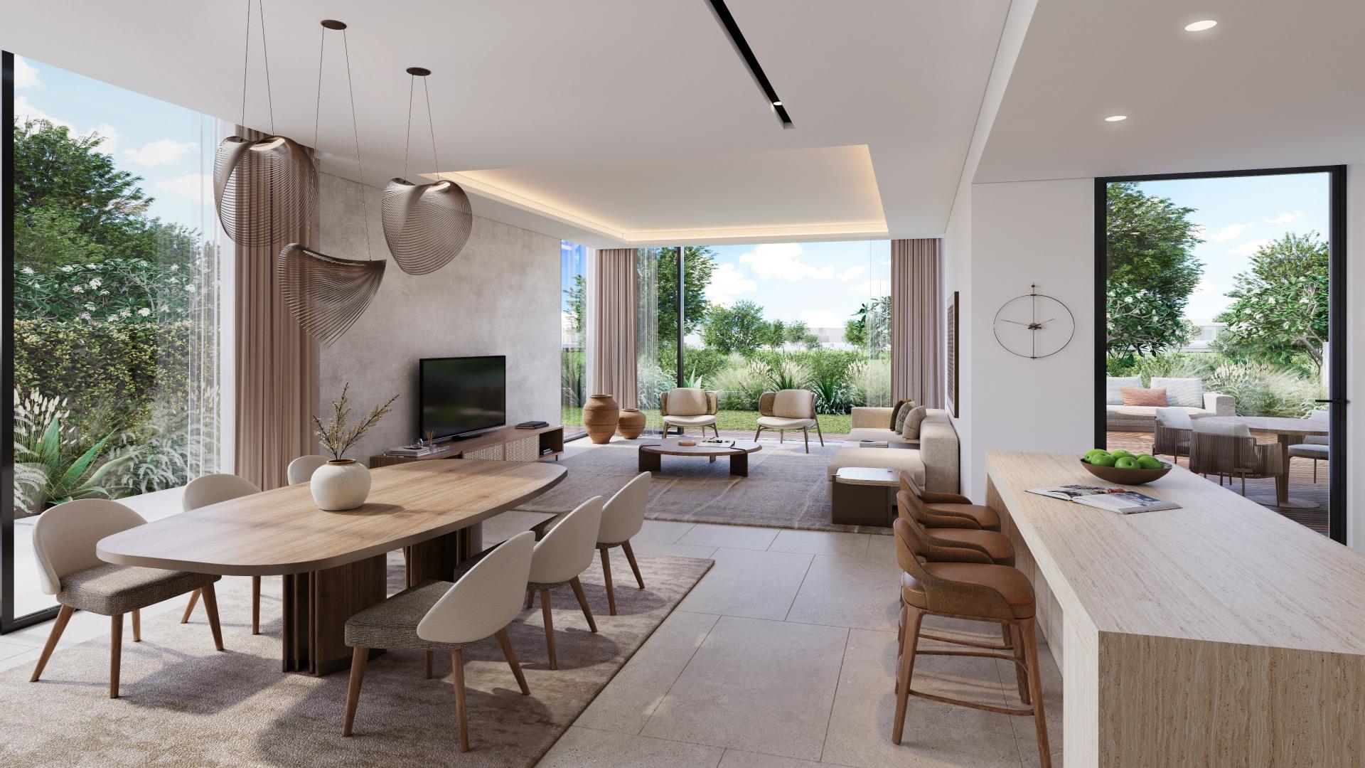 Modern villa exterior in The Acres, Dubai Land, 3-bedroom family home for sale