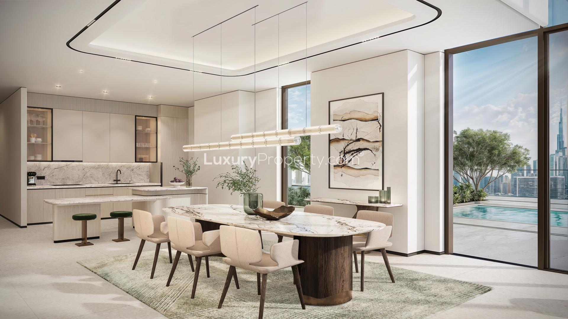 Luxurious 4-bed sky villa interior with city view, Atélis, Dubai Design District