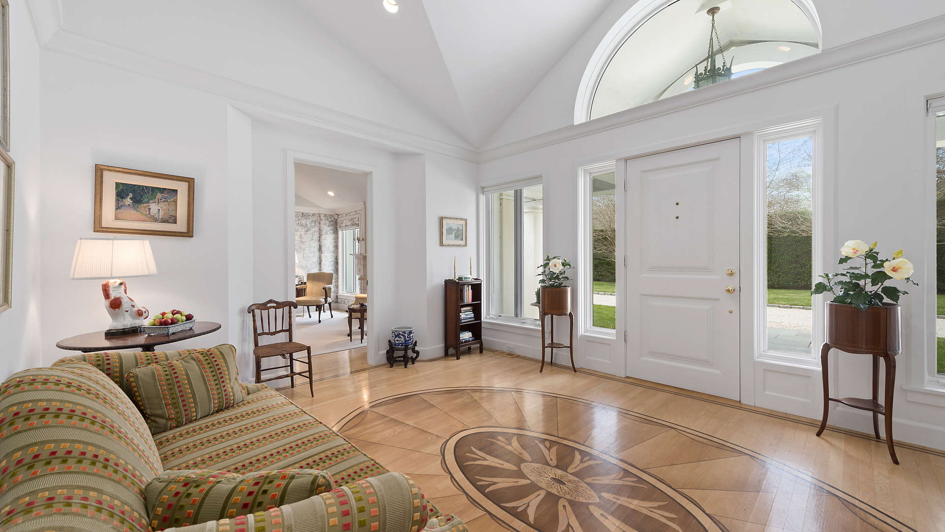 Elegant living room in 3-bedroom villa at 76 Pierpont Street, Southampton, New York