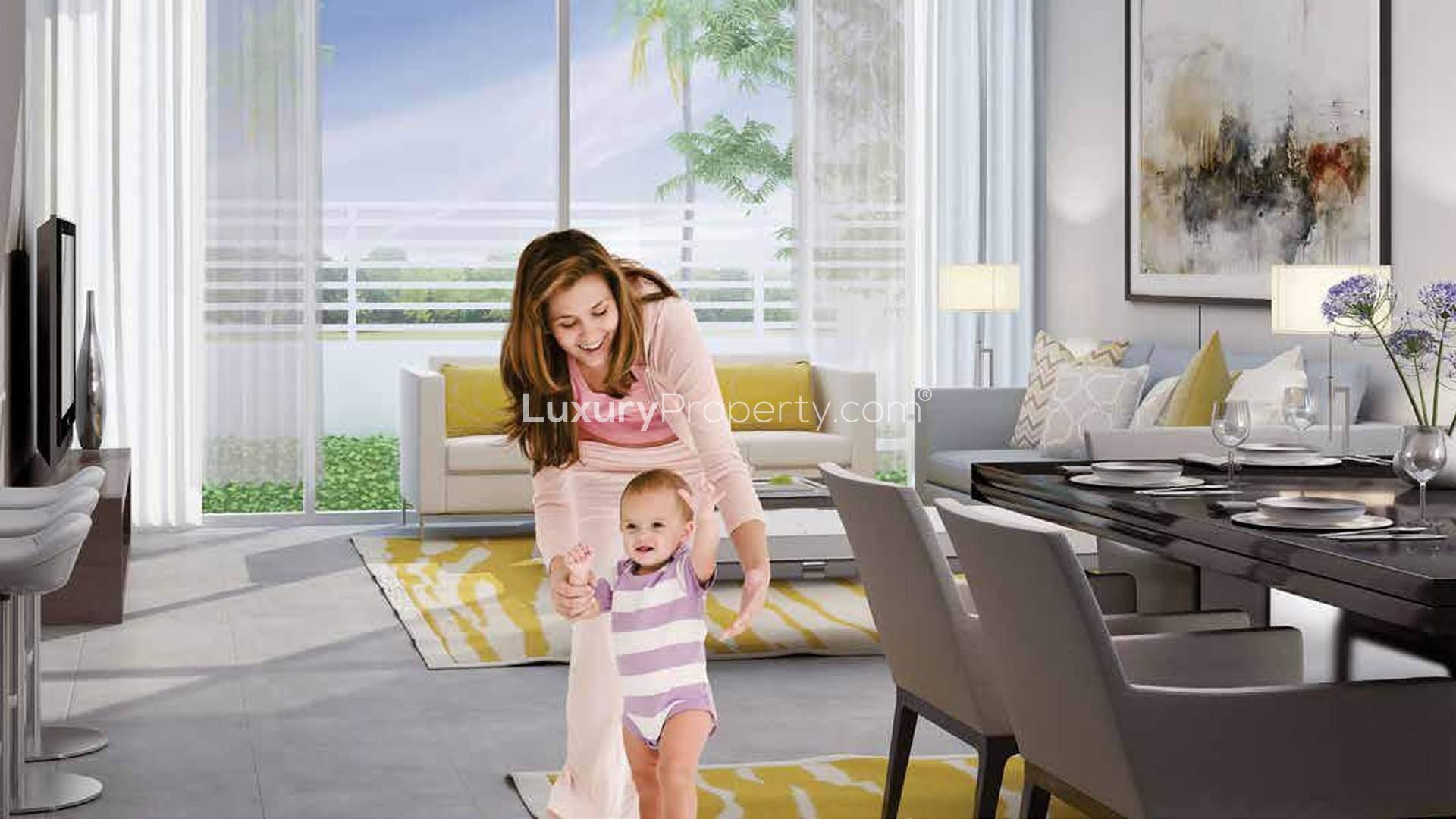 Modern kitchen and dining area in 3-bedroom townhouse, Arabella 2, Mudon for sale