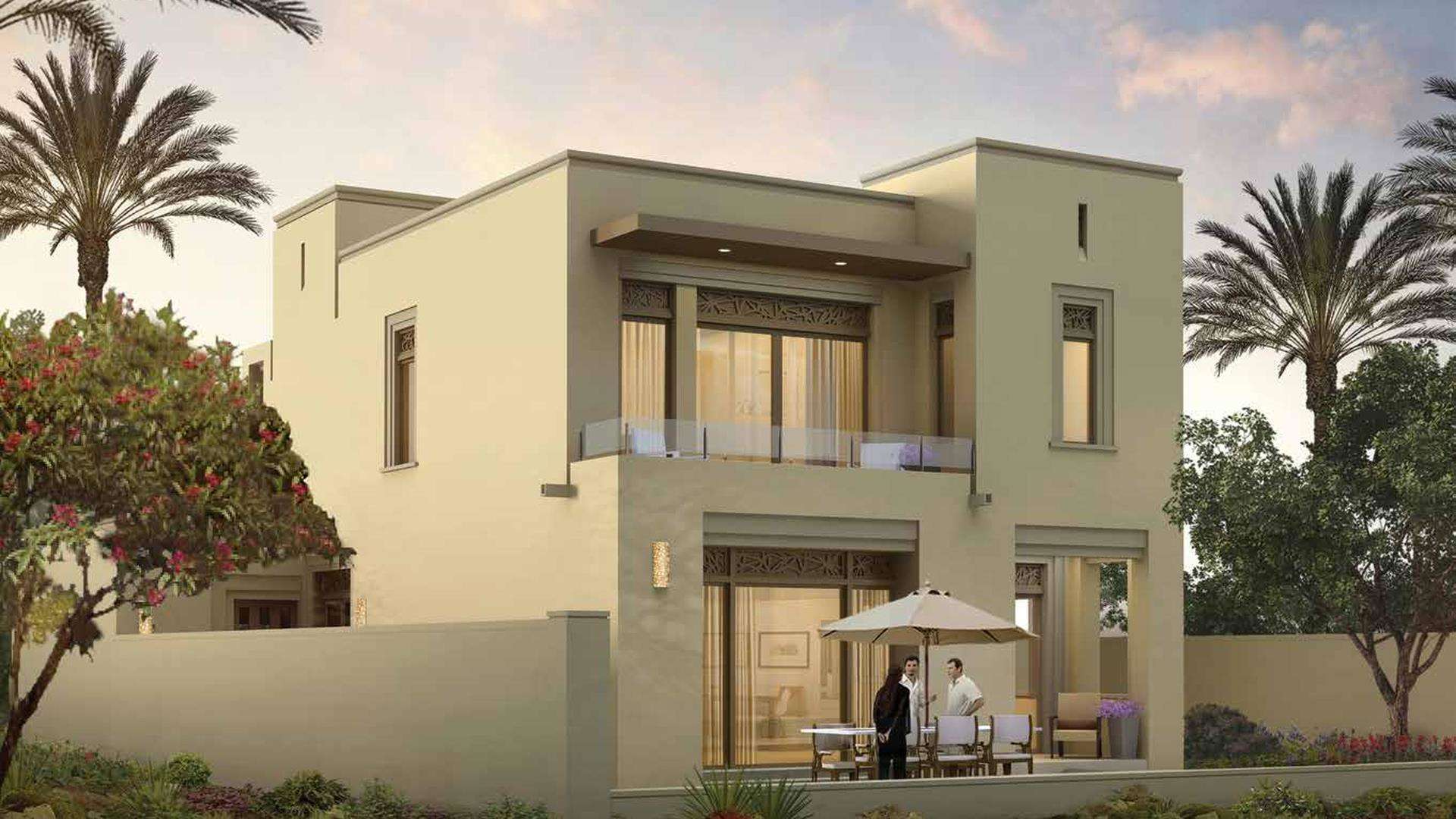 Arabian Ranches 2 Azalea villa exterior with garden and garage, for sale