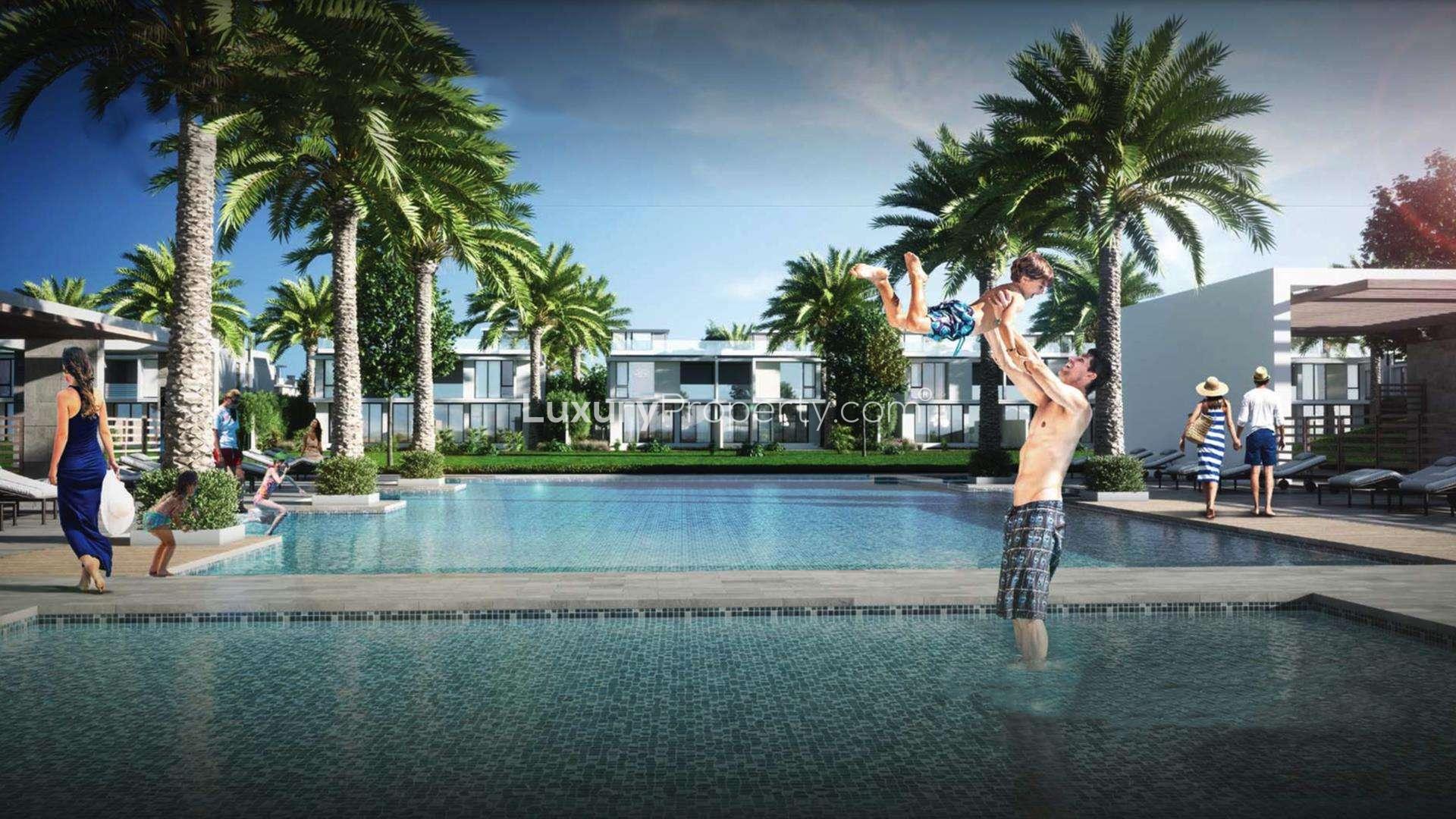 Contemporary 3-bedroom villa exterior in Dubai Hills Estate's Club Villas community