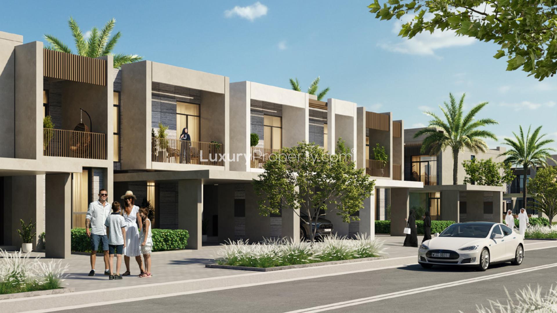 Modern 3-bedroom villa exterior in Emaar South, Dubai South community, for sale