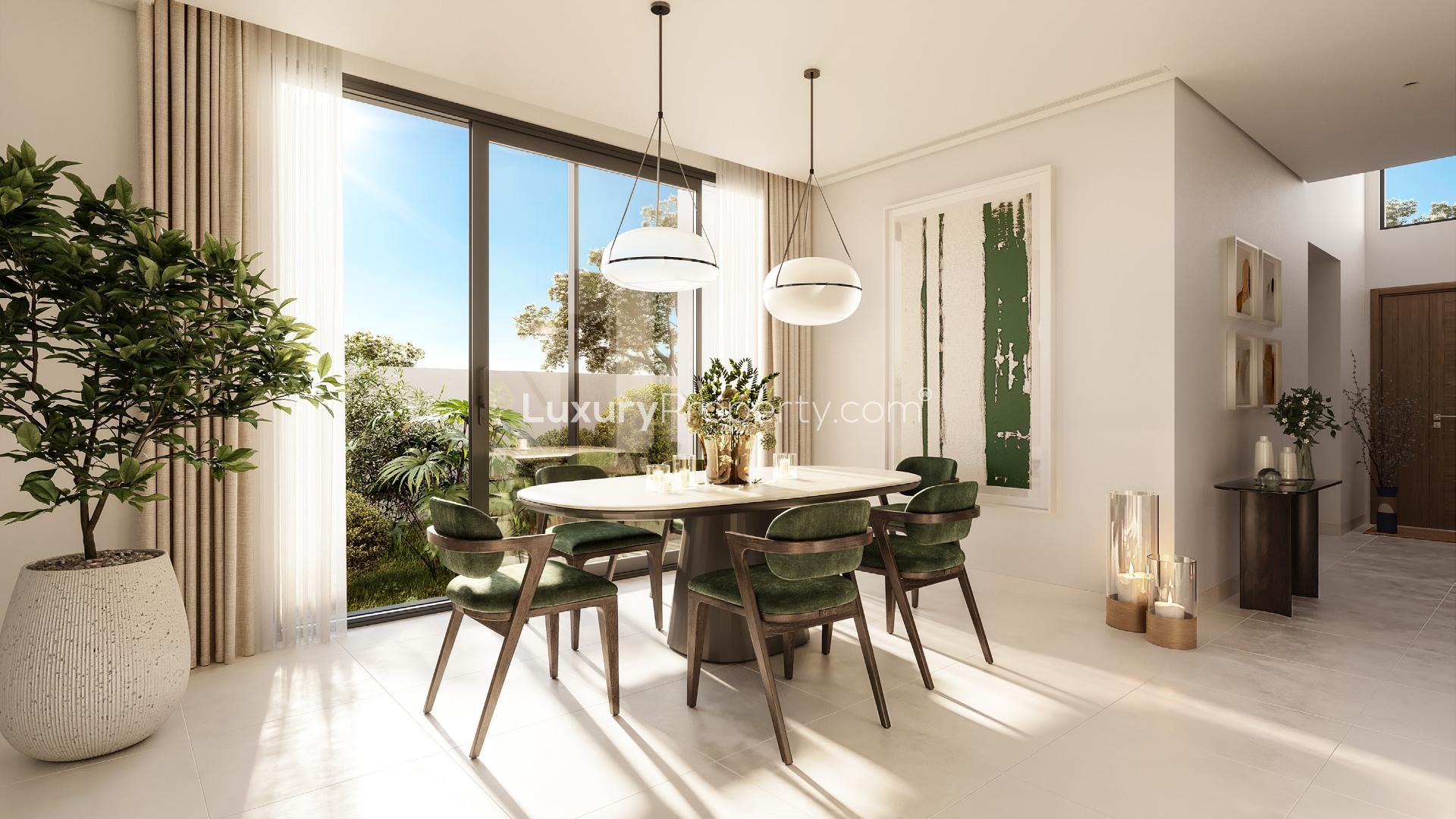 Bright living room in three-bedroom villa, Fairway Villas, Emaar South, for sale