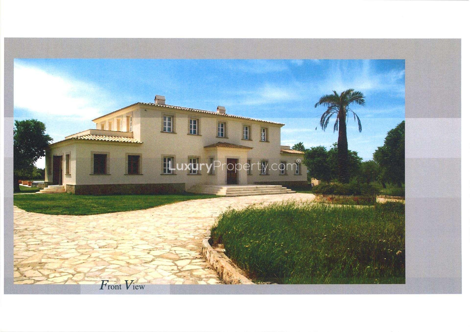 Almond tree orchard view at Mallorca villa with helipad for sale, LP0821