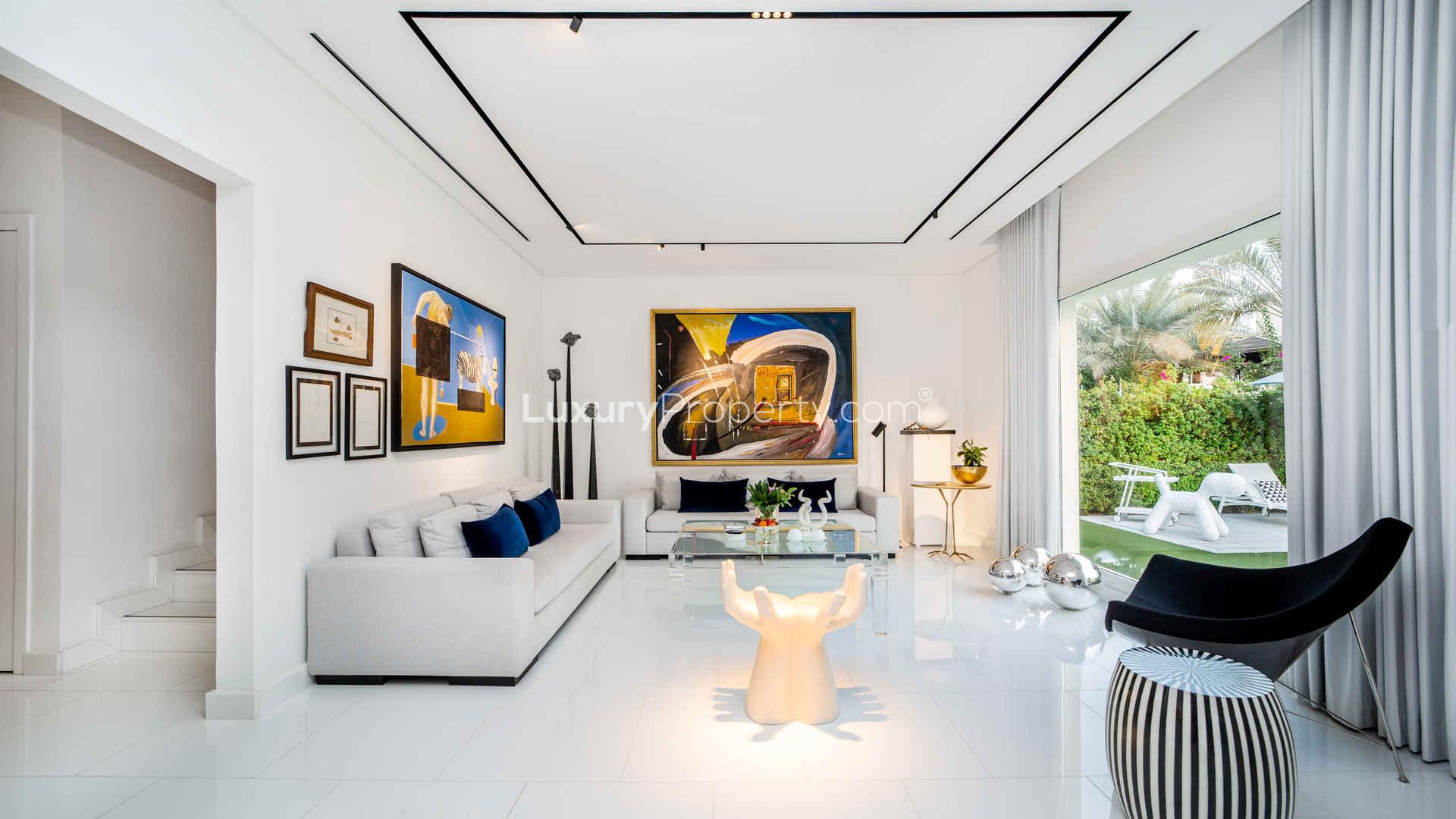 Luxurious villa hallway with modern lighting in Meadows 9, Dubai