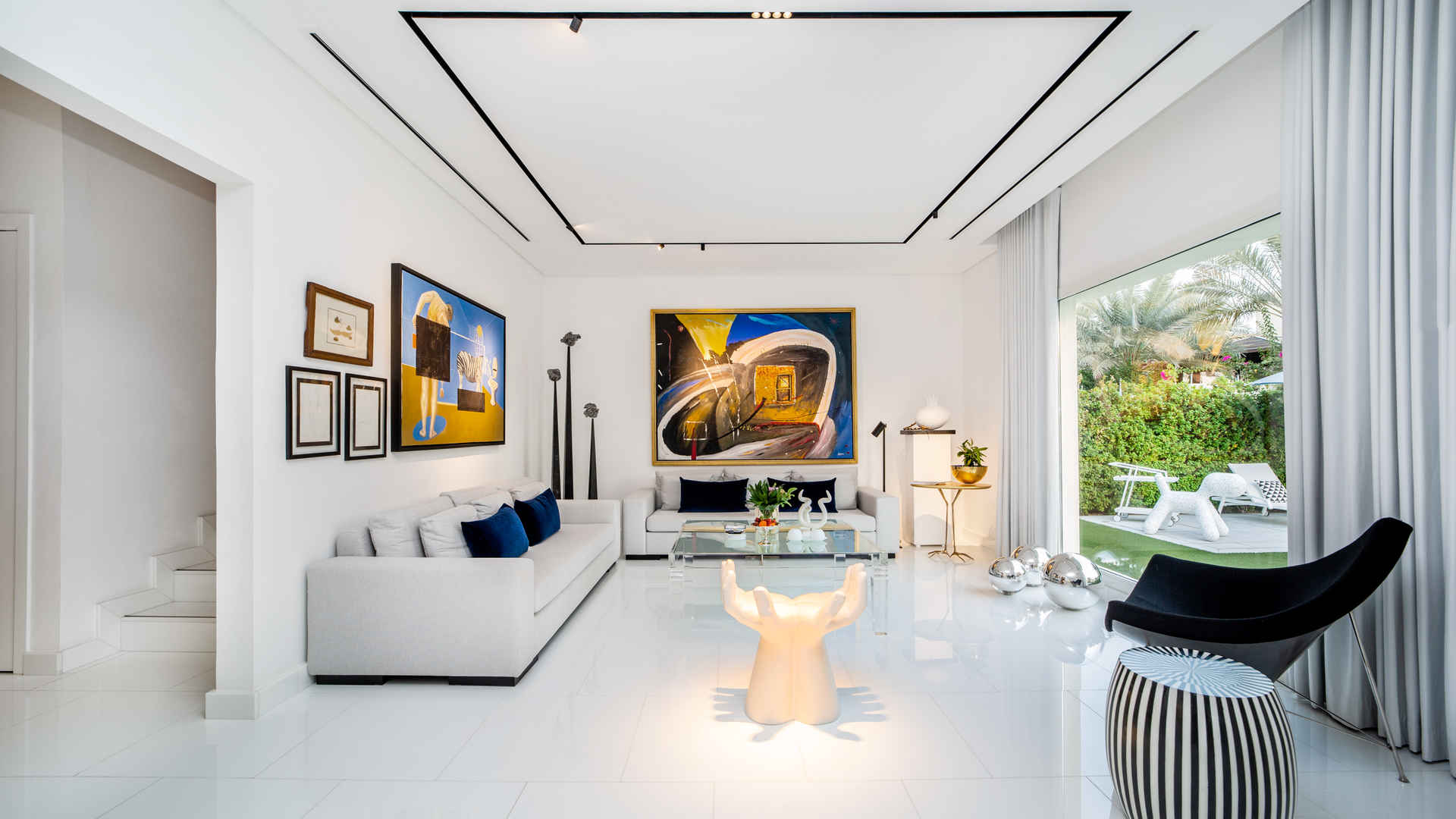 Luxurious villa hallway with modern lighting in Meadows 9, Dubai