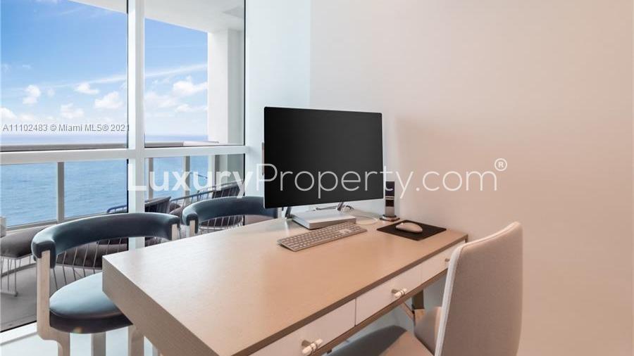 Aerial view of Miami beachfront near modern oceanfront villa for sale, Florida