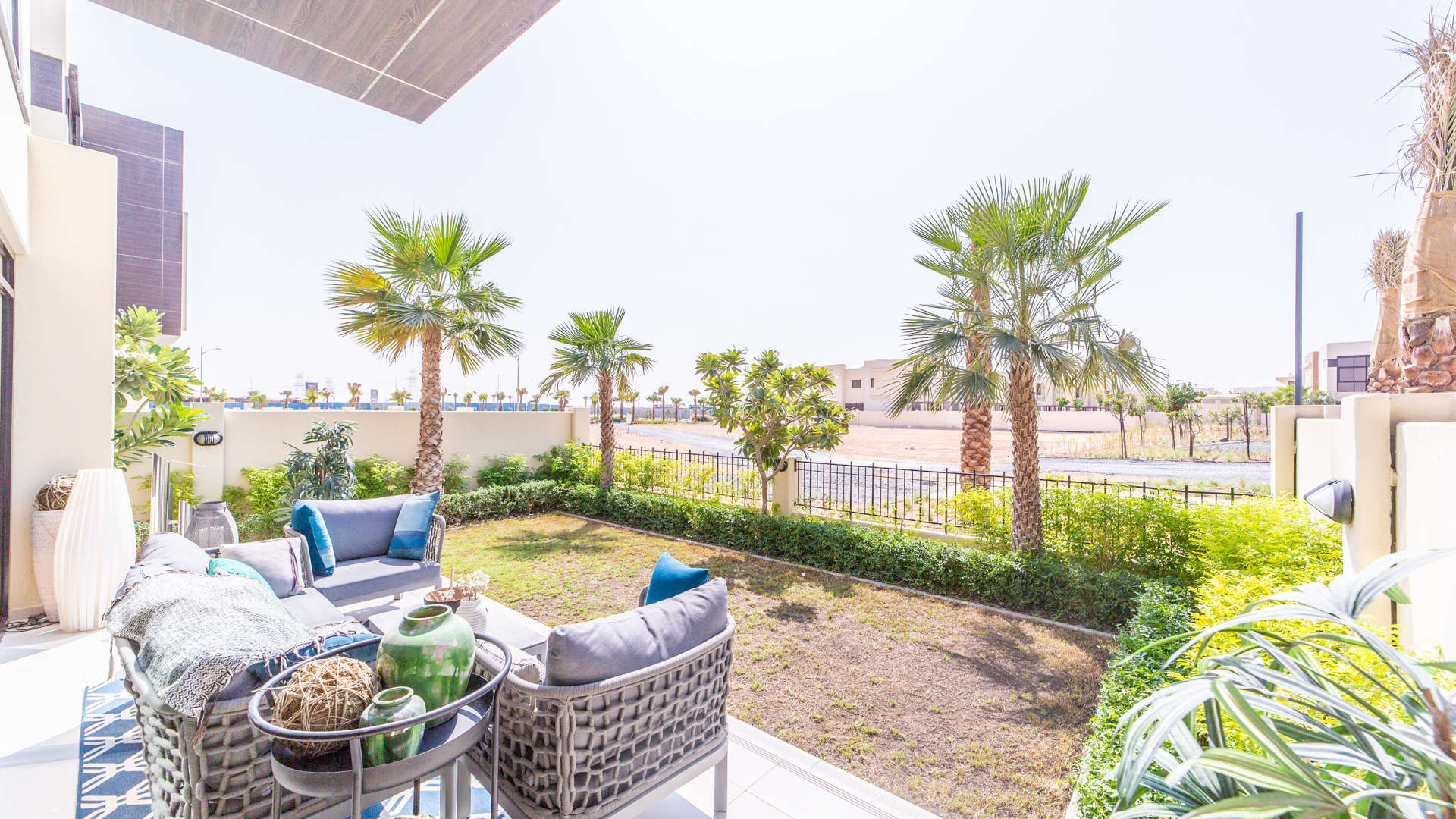 Luxurious living room in contemporary villa at Akoya Park, Damac Hills, with elegant decor