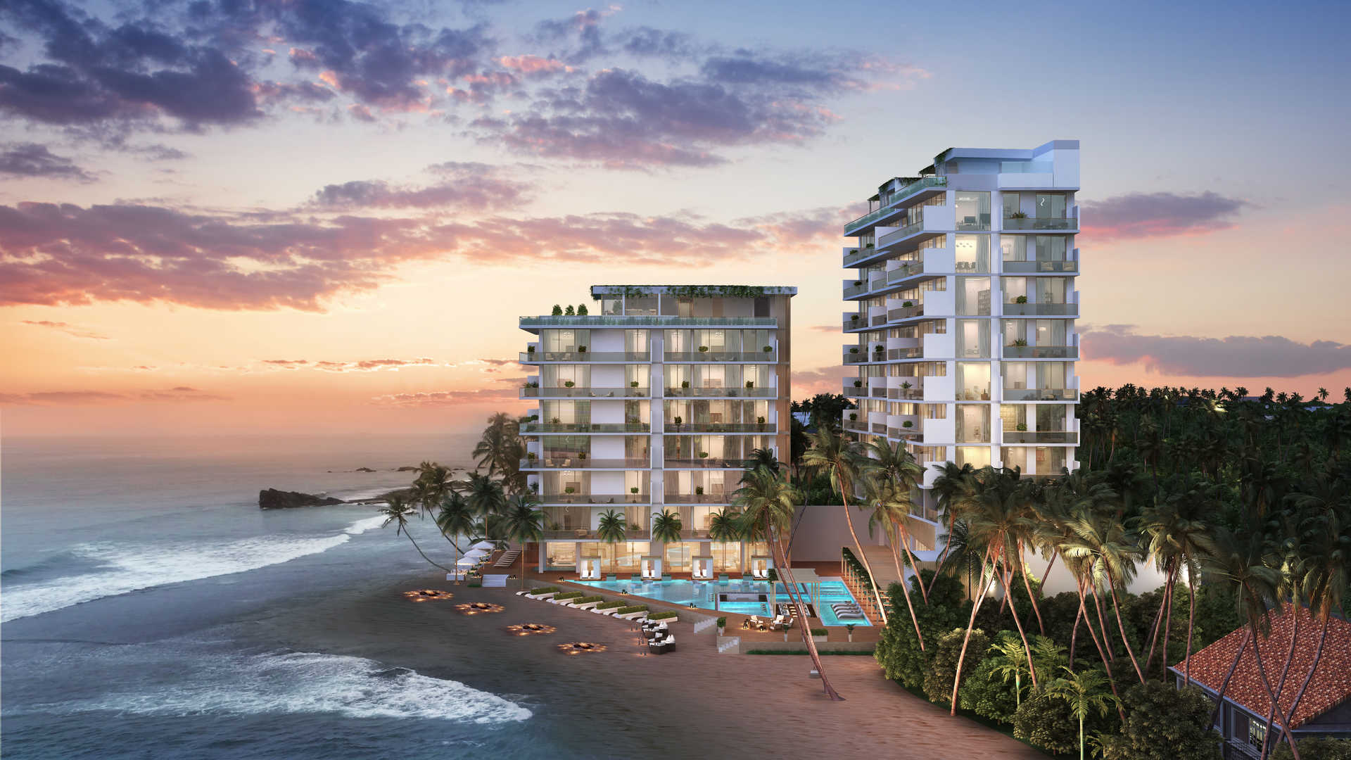 Luxurious beachfront villa cabanas at Serenia Residences, Talpe Galle, Sri Lanka