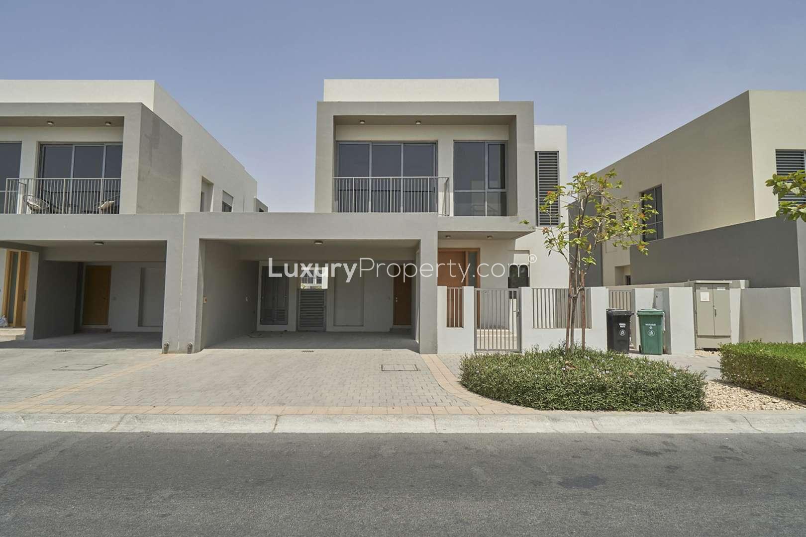 Bright empty room with large windows, Sidra Villas, Dubai Hills Estate, for sale