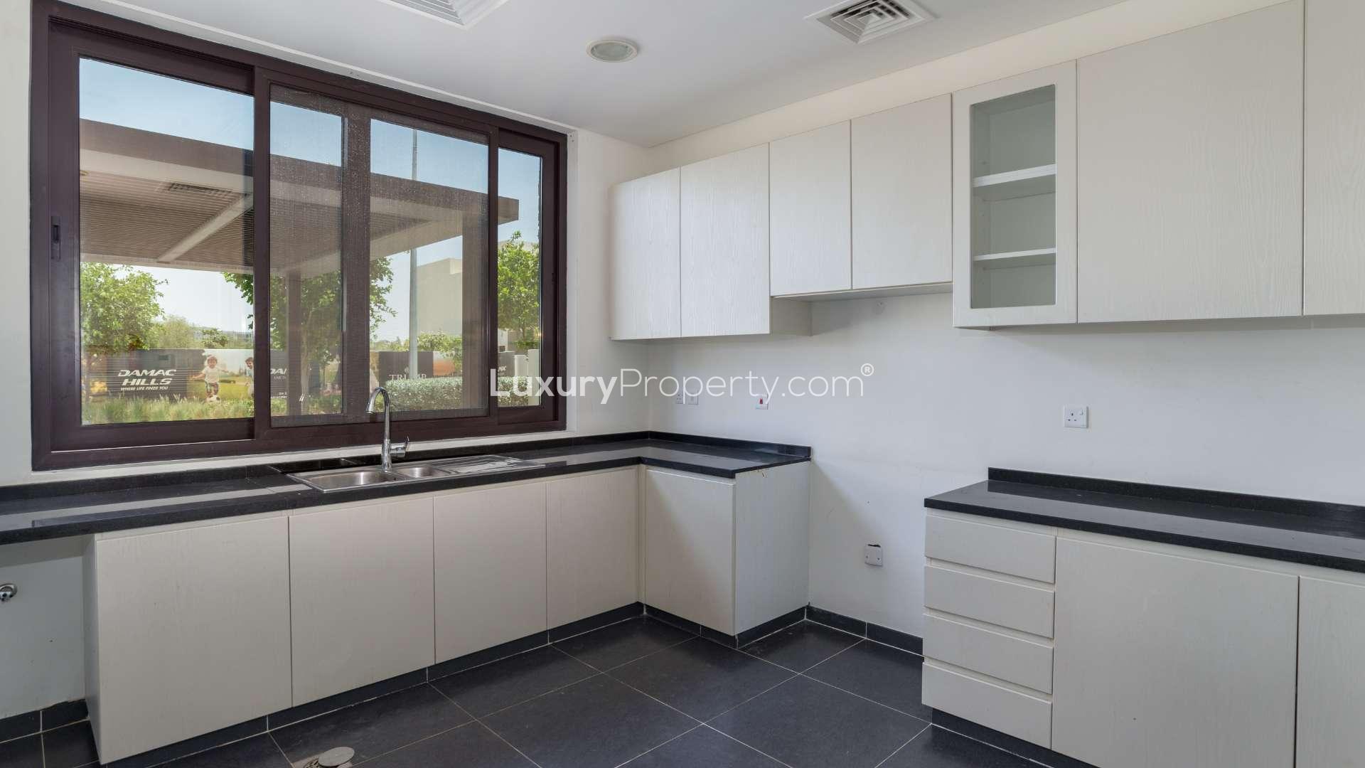 Exterior of spacious 3-bedroom semi-detached villa for sale in Damac Hills, Longview