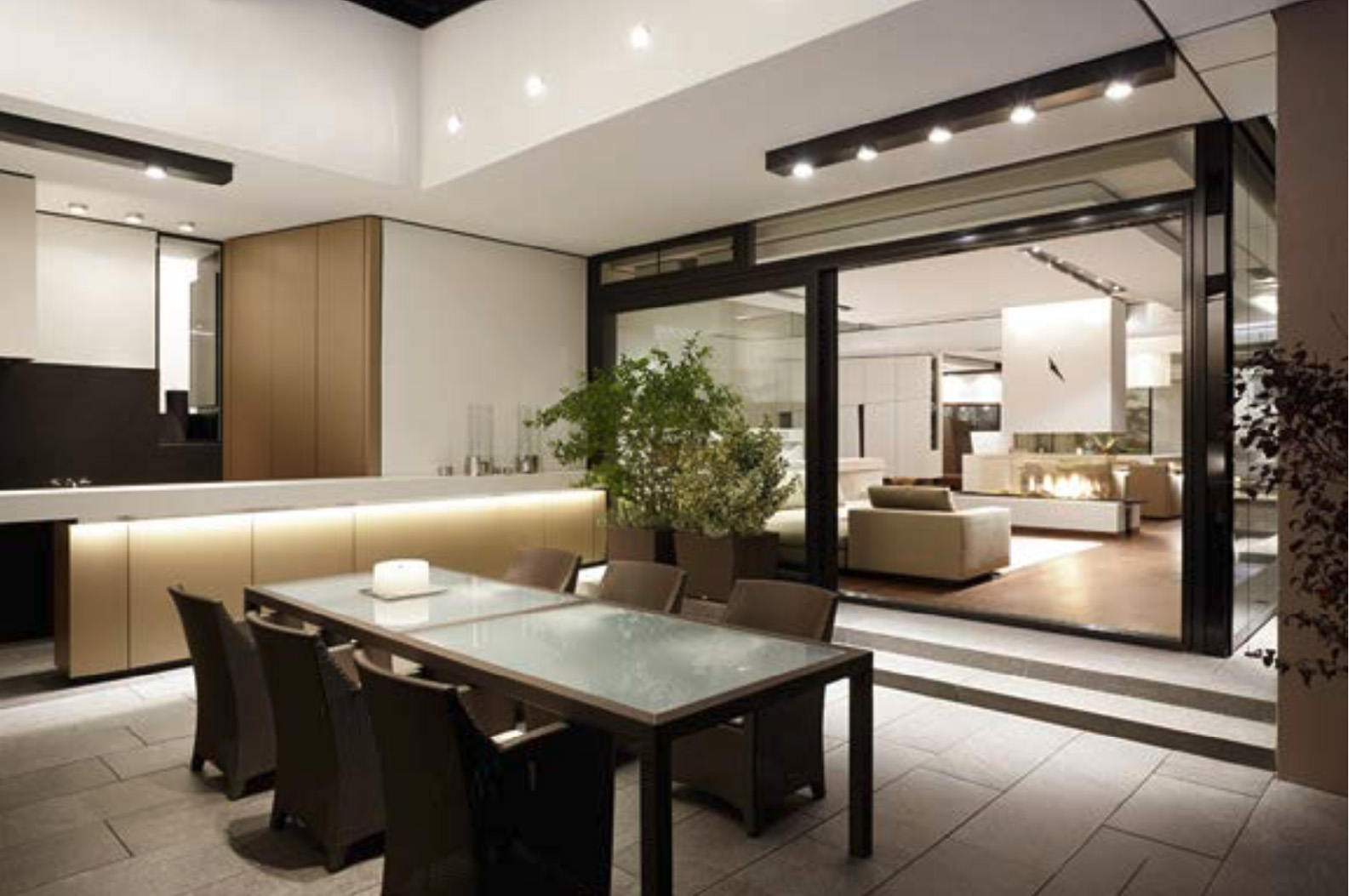 Modern office space in contemporary Sindelfingen villa, featuring elegant wood and sleek design