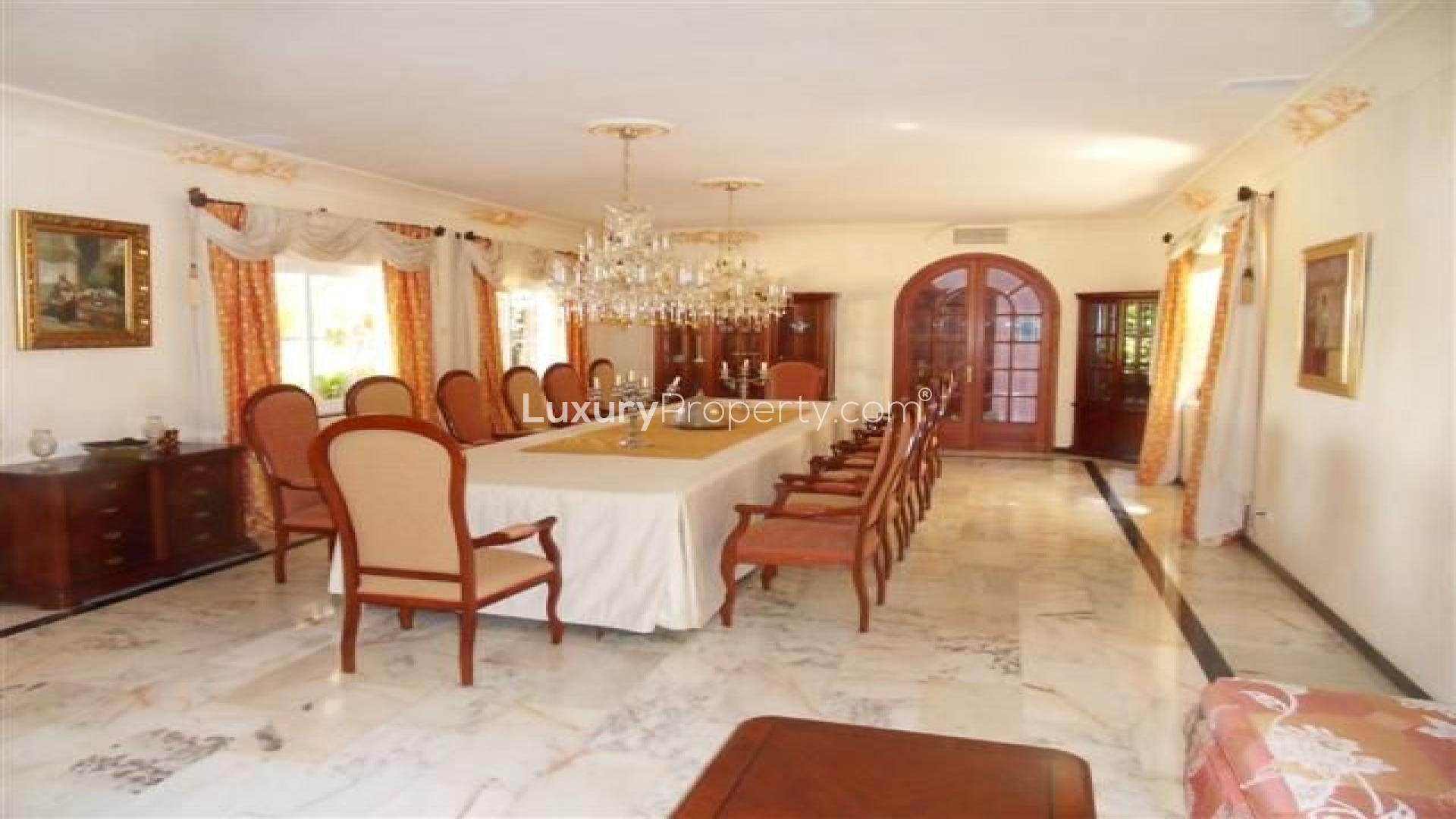 Elegant foyer with grand staircase in 8-bedroom villa, La Quinta, Marbella, Spain
