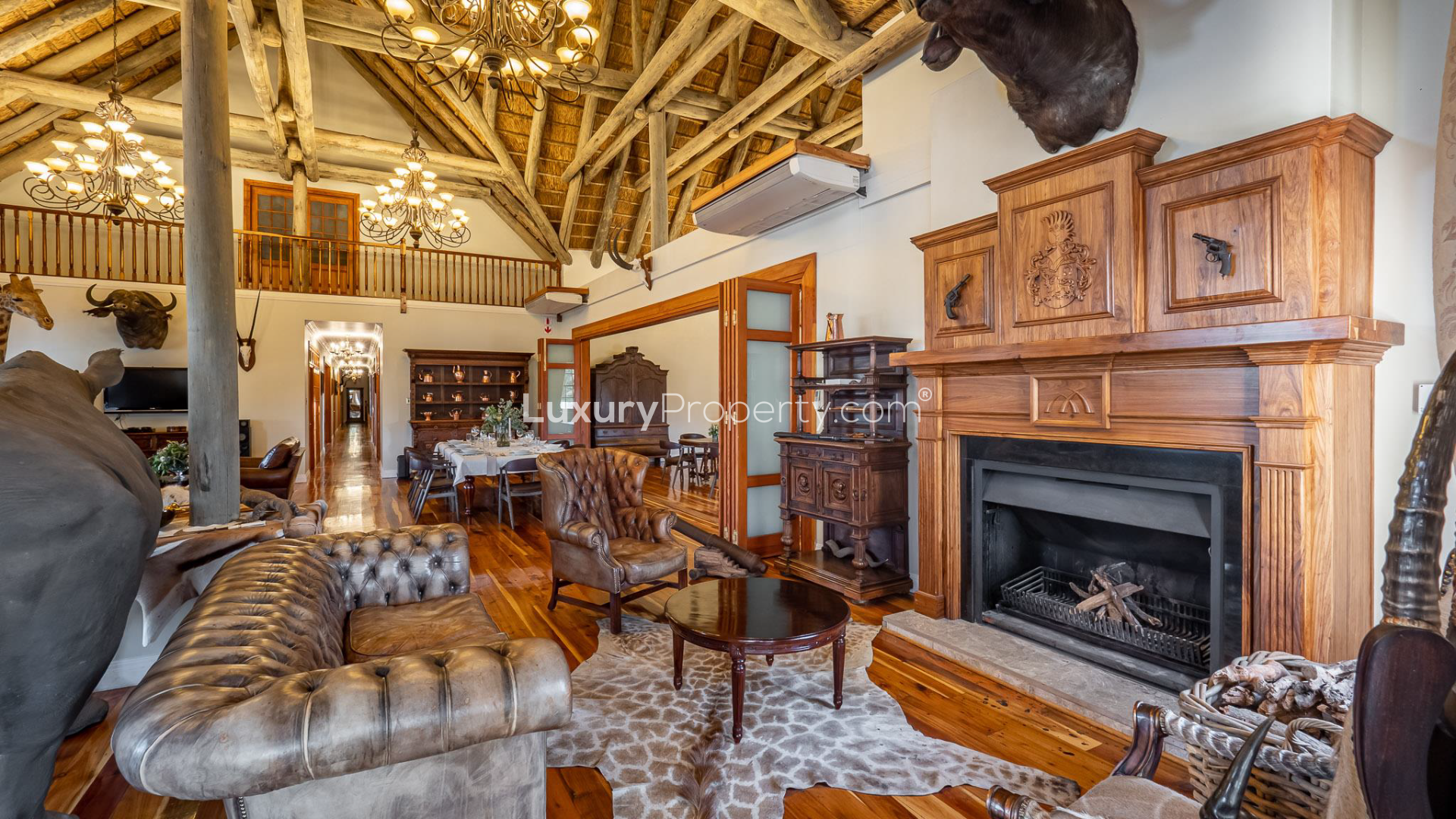 Aerial view of luxury villa in South Africa’s Great Karoo, with pool and scenic landscape