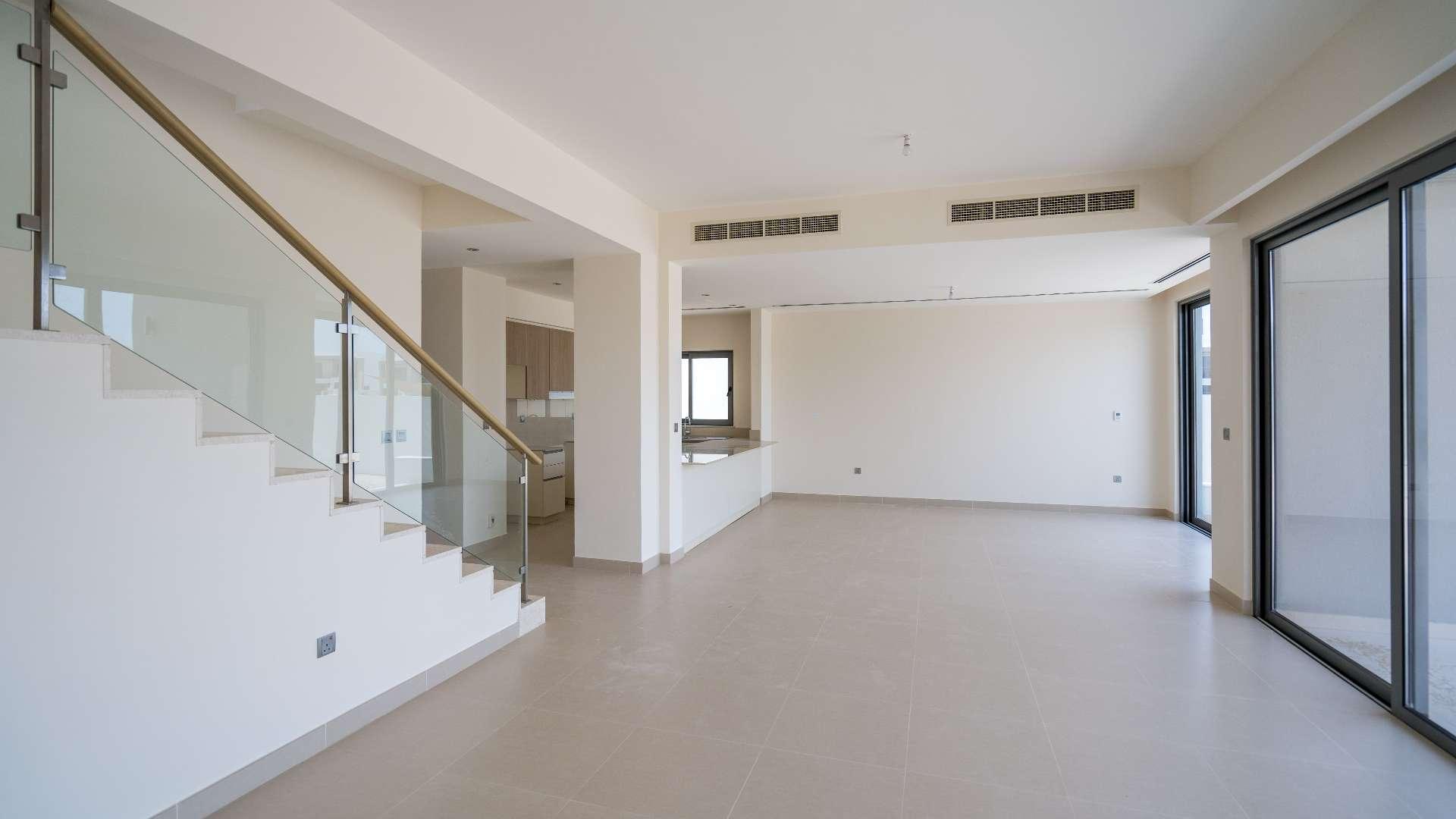 Bright hallway with glass railing in Sidra Villas, Dubai Hills Estate villa for rent