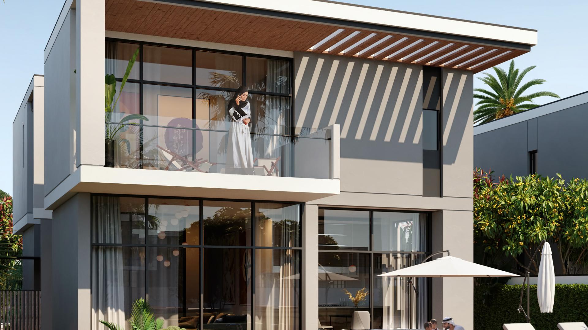 Luxurious living room in spacious Al Furjan villa, featuring elegant decor and natural light