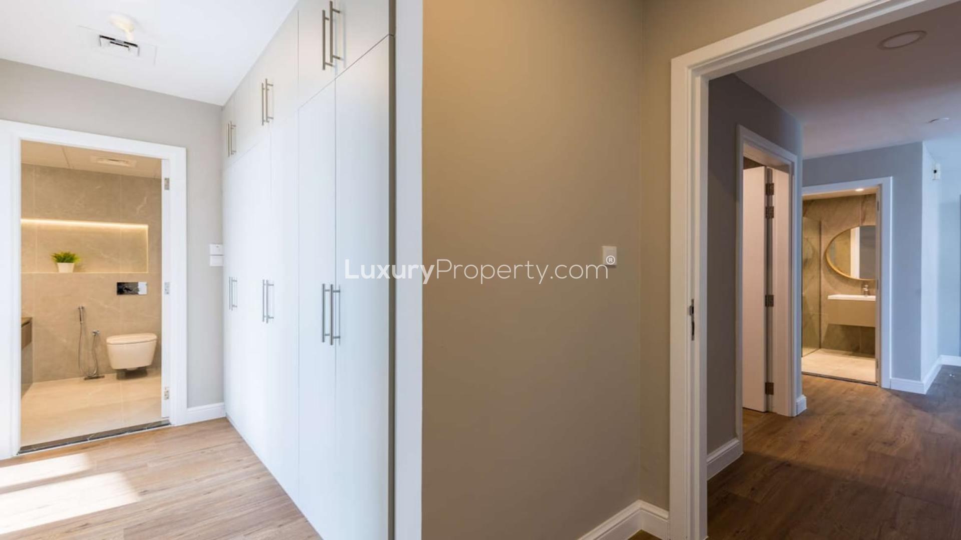 Brand new upgraded 4-bedroom apartment living room in Horizon Tower, Dubai Marina