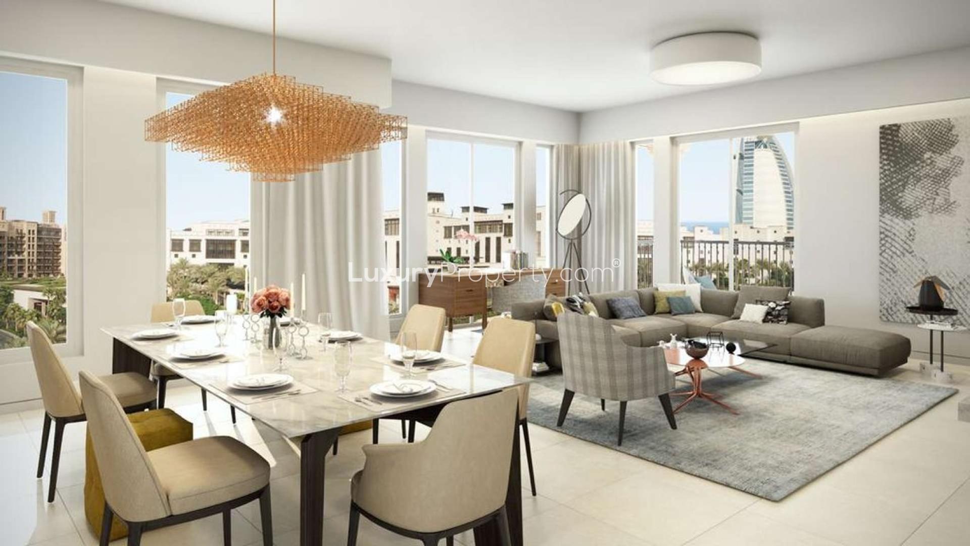 Modern studio apartment living room in Rahaal, Madinat Jumeirah Living, Dubai for sale