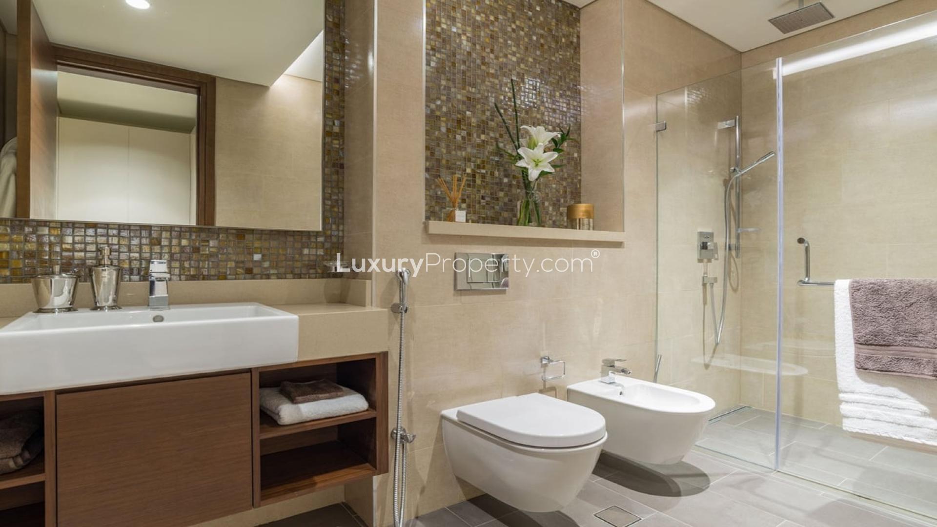 Luxurious open-plan kitchen and living area in Hartland Greens duplex apartment