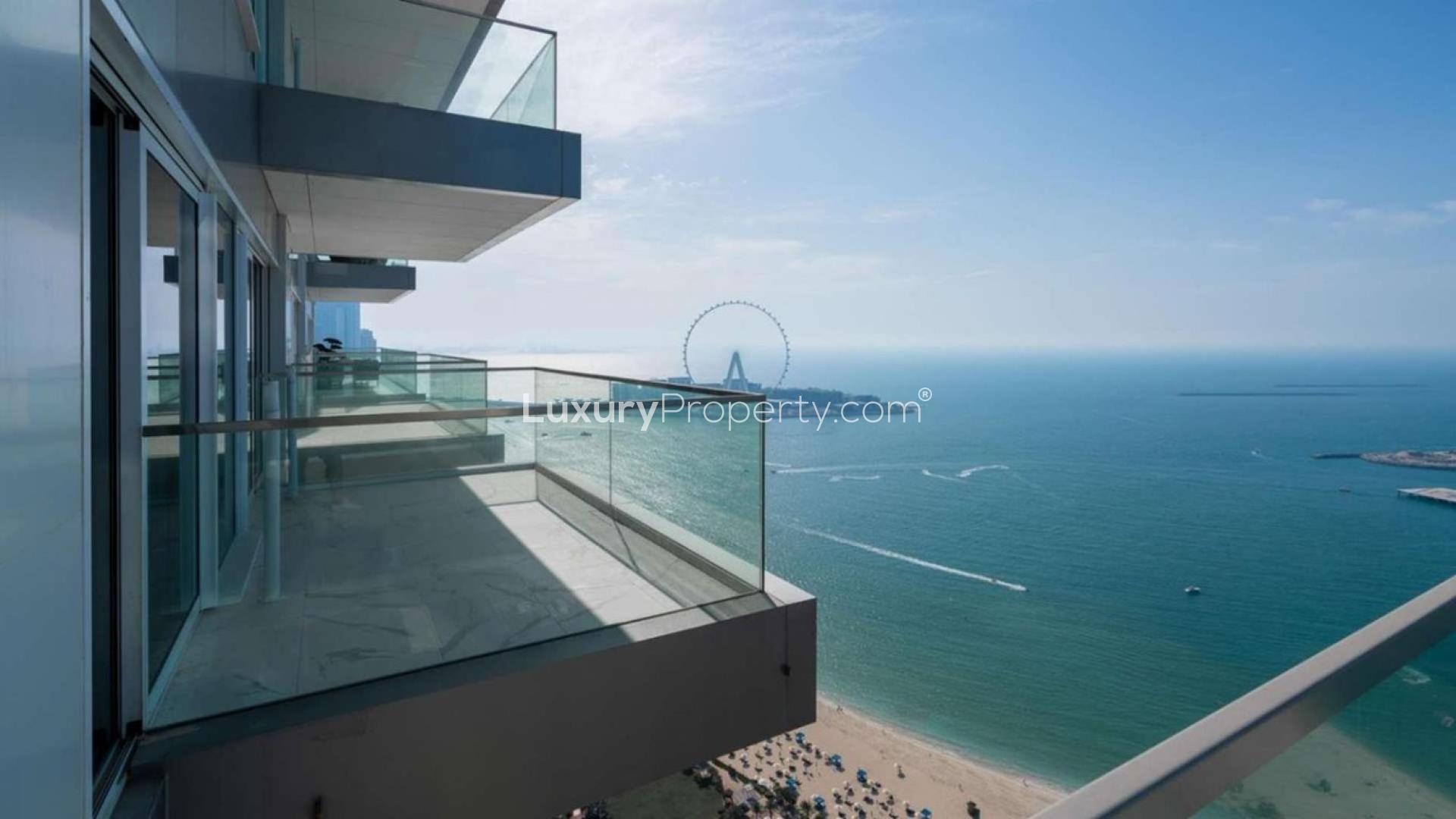 Luxury sea view from spacious living room in Jumeirah Beach Residence apartment for sale