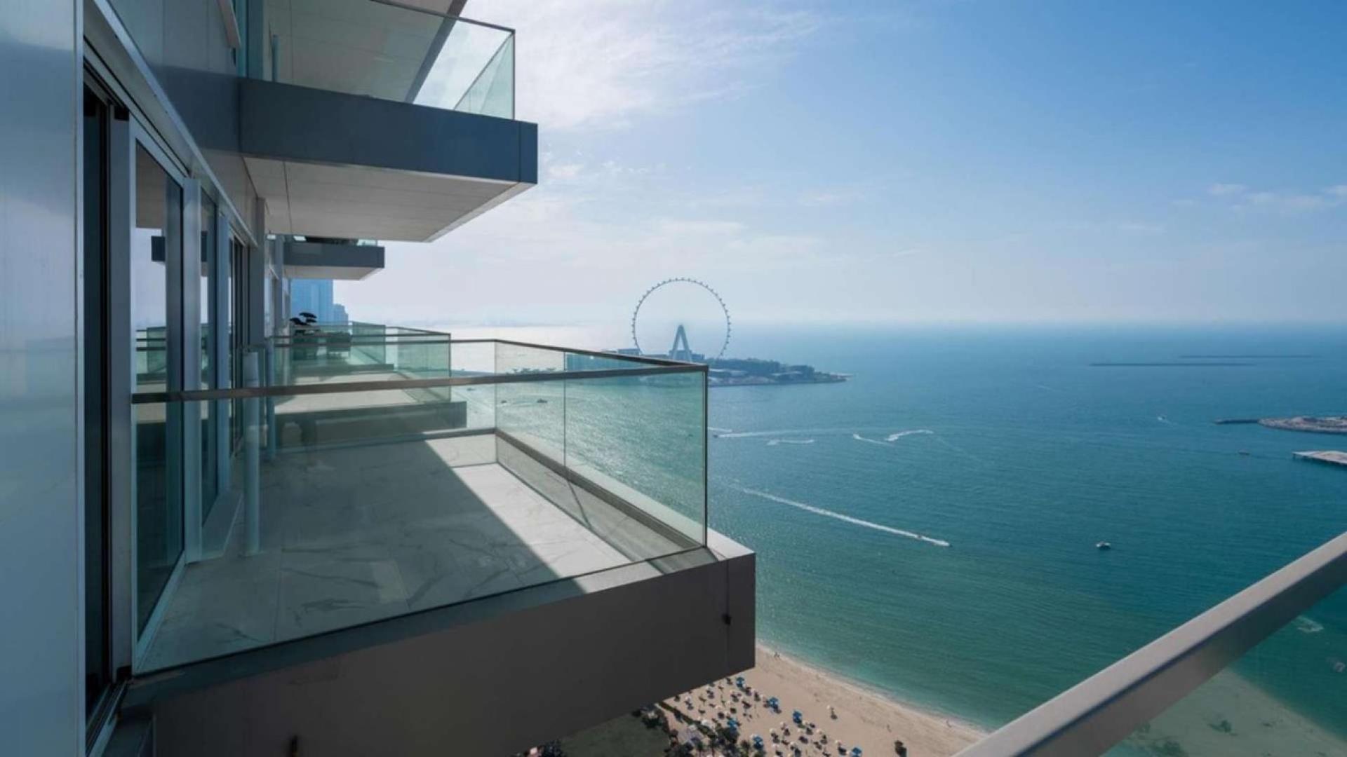 Luxury sea view from spacious living room in Jumeirah Beach Residence apartment for sale