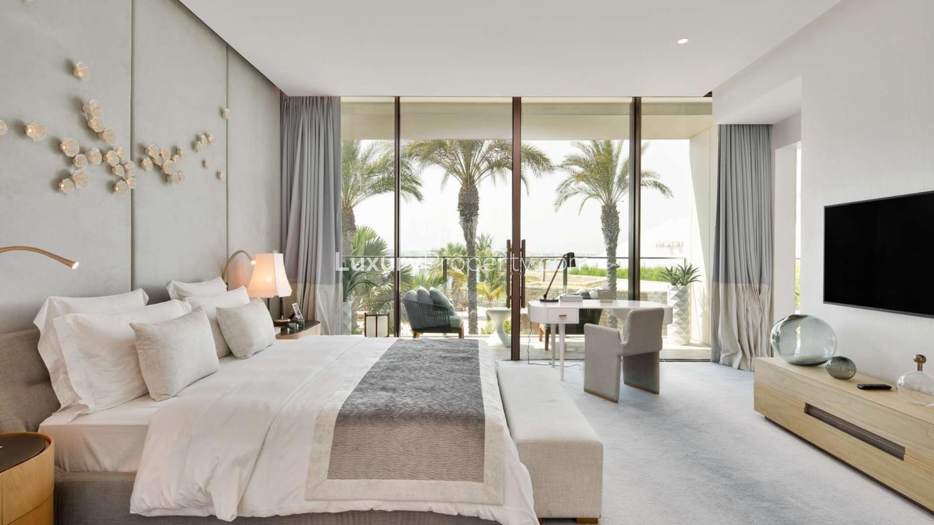 Luxurious bathroom with freestanding tub in Palm Jumeirah apartment, Atlantis The Royal Residences