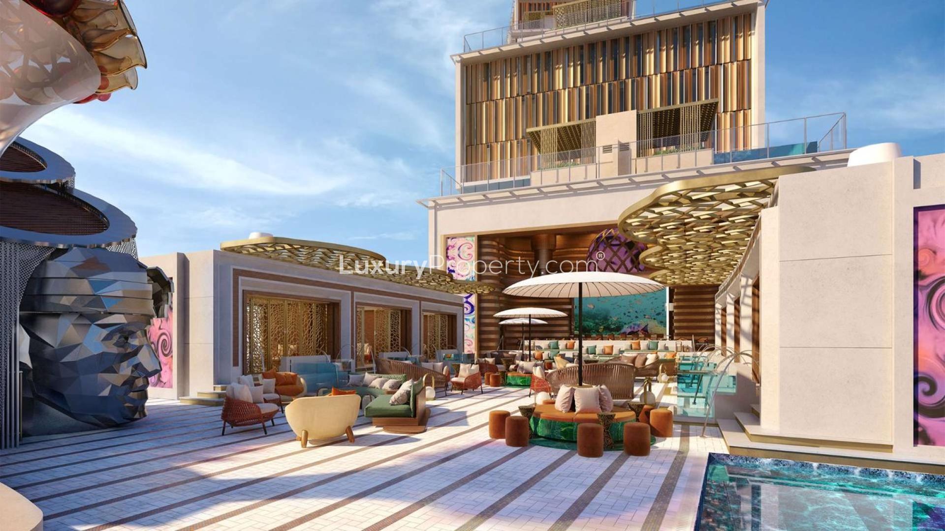 Luxurious bedroom with palm views in Atlantis The Royal Residences, Palm Jumeirah apartment