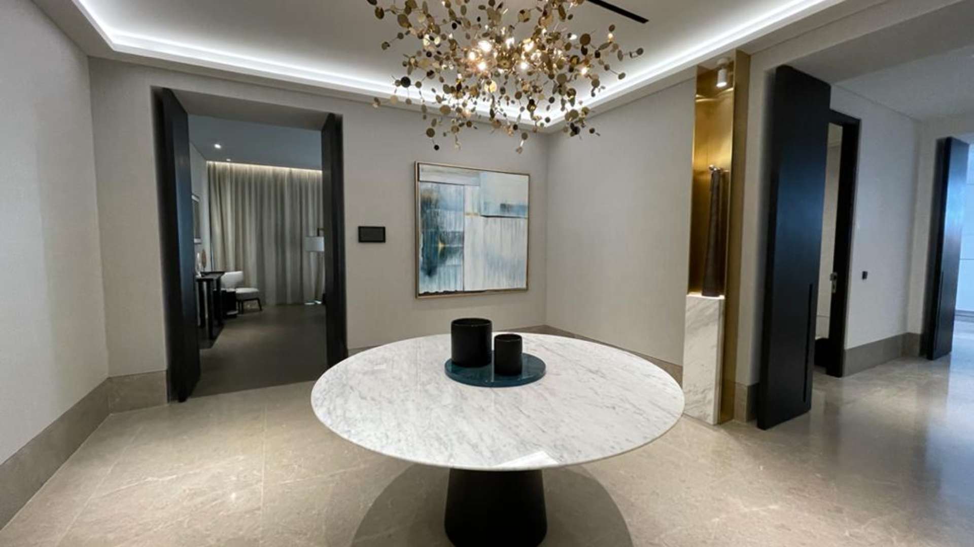 Luxurious living room in AIRA Residence condominium, Damansara Heights, Kuala Lumpur. Modern interior design
