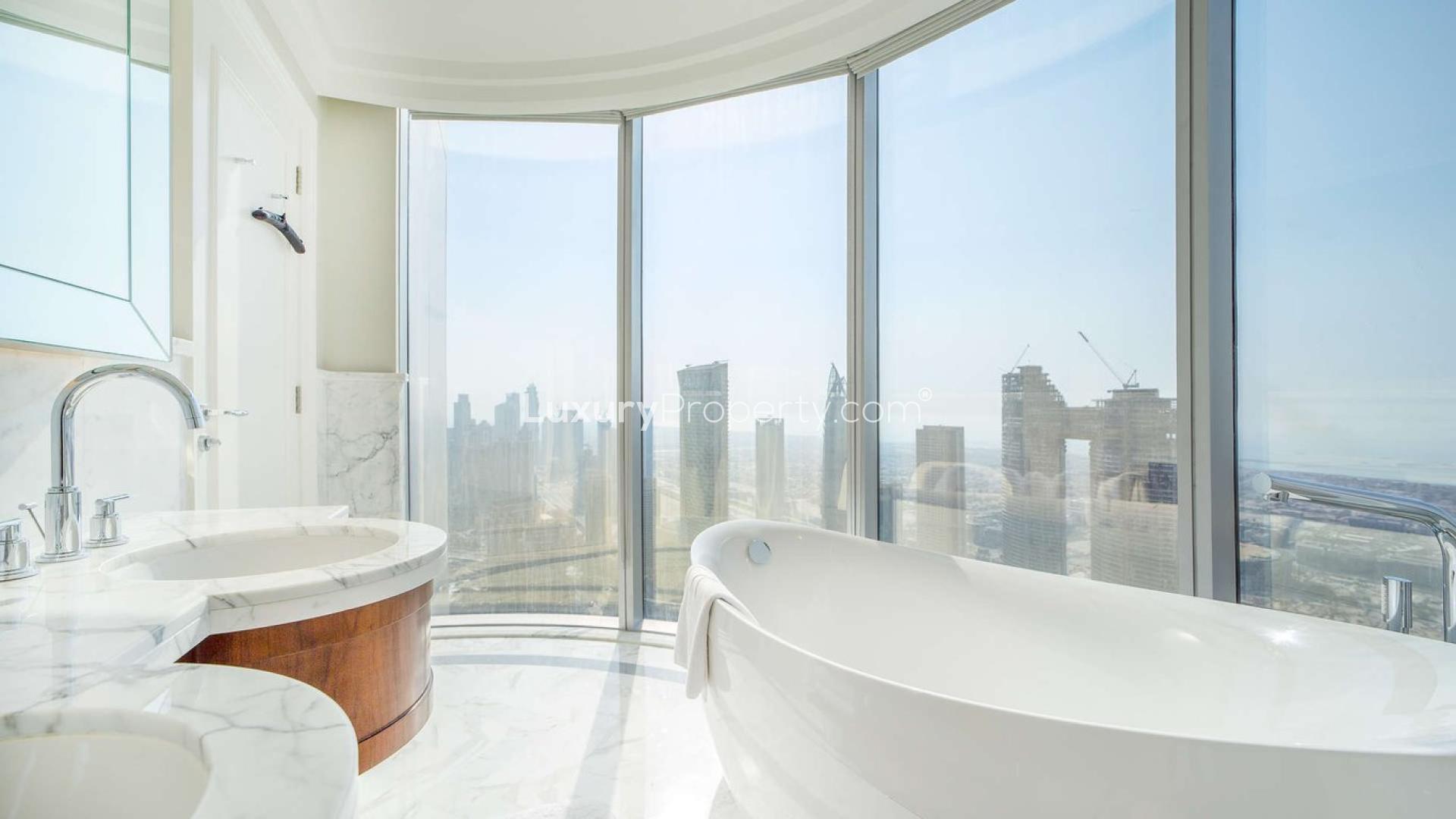 Luxury 4-bedroom penthouse living room with city view, The Address Boulevard, Downtown Dubai