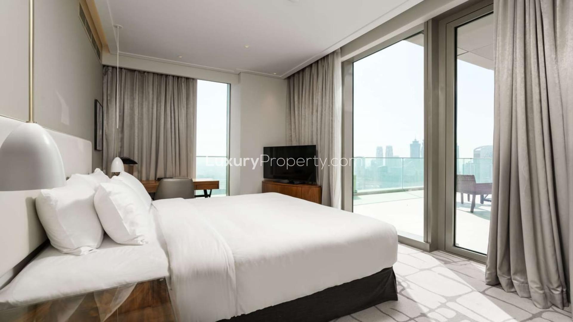 Luxurious Vida Sky Collection penthouse living room with city views in Downtown Dubai