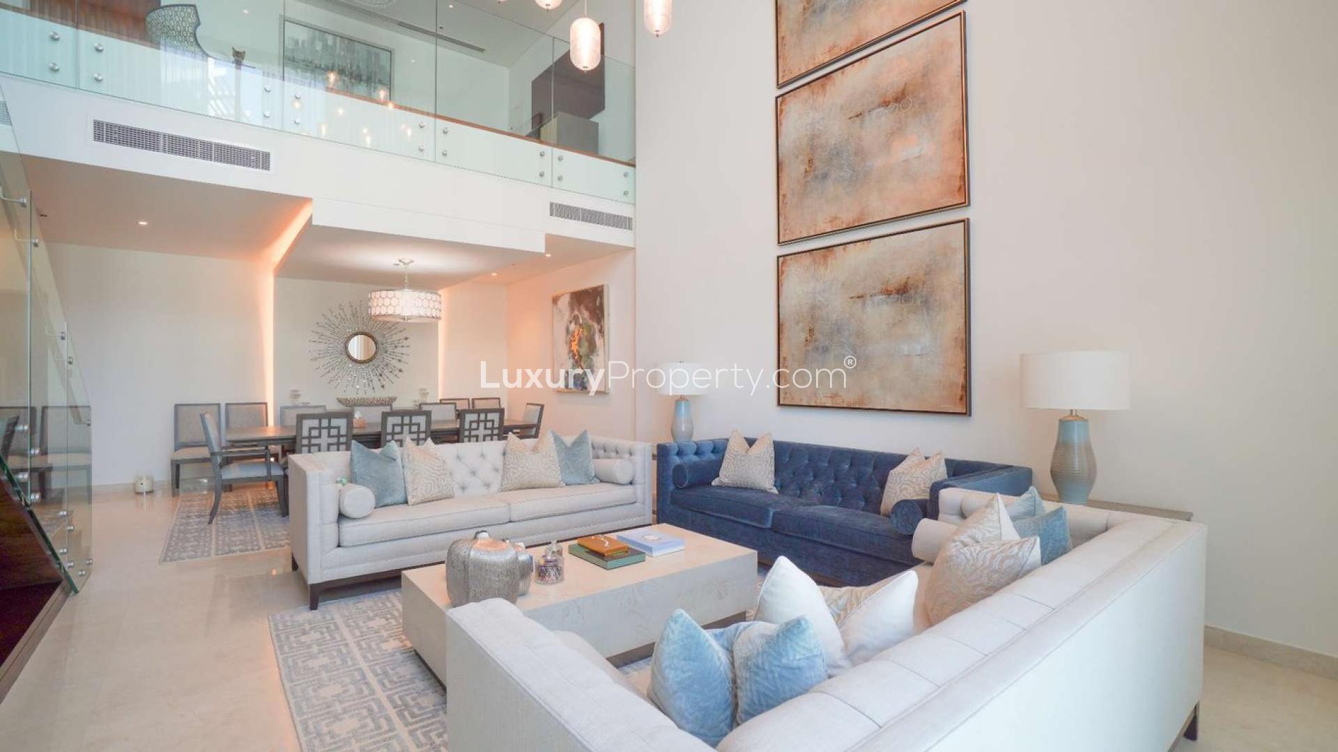 Aerial view of Dubai Marina skyline near Marina Gate penthouse for sale