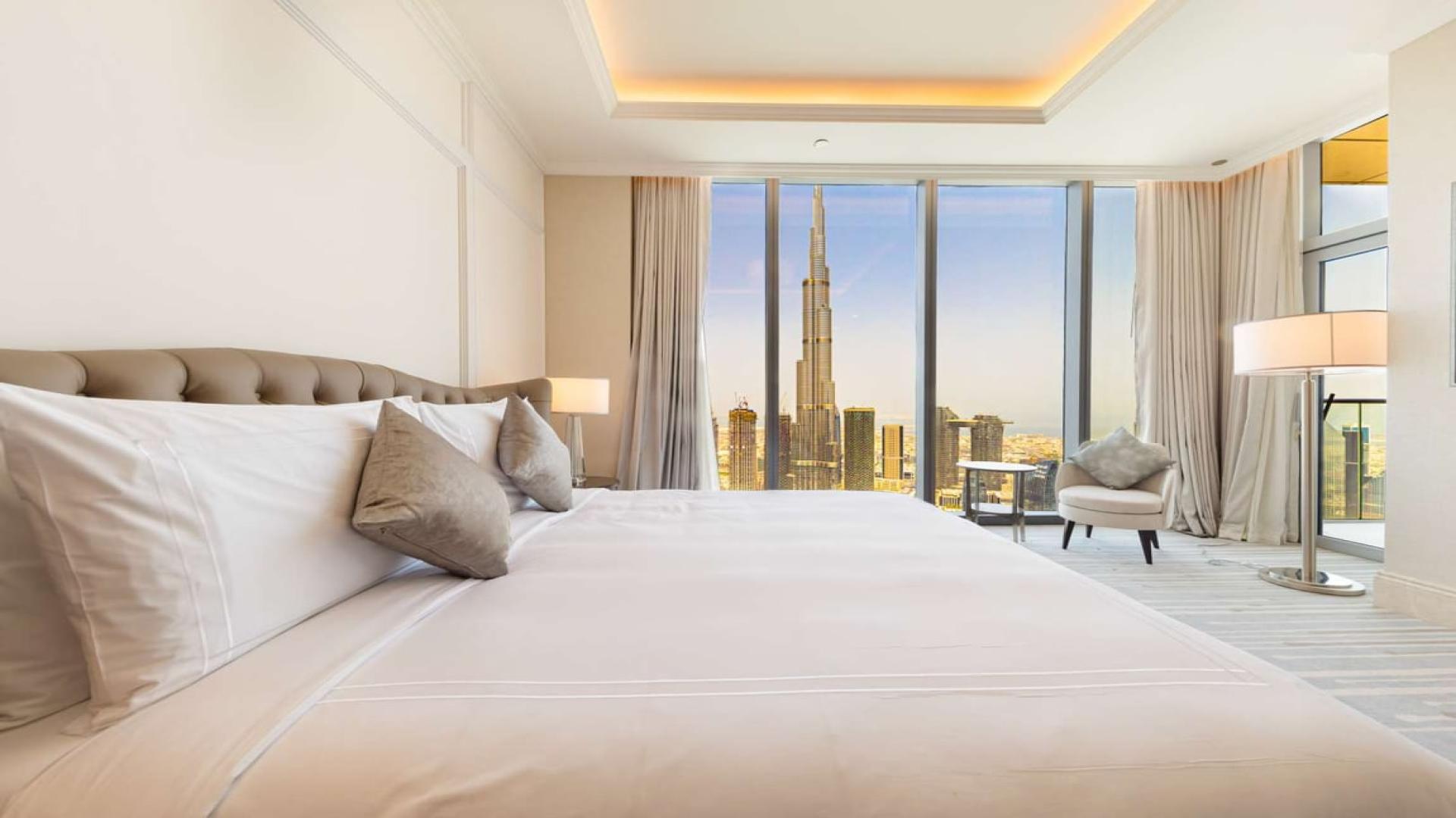 Luxurious penthouse living room with city views at The Address Residence Fountain Views, Dubai