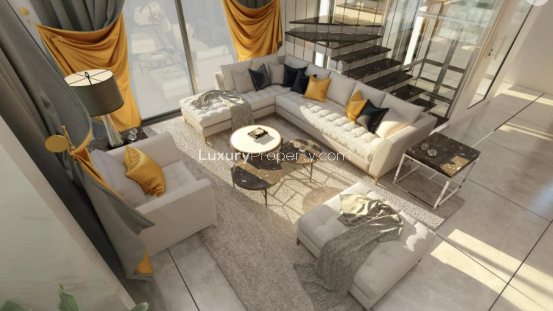 Luxurious modern kitchen with marble countertops in Ohana Hills villa, Medyar, Lebanon