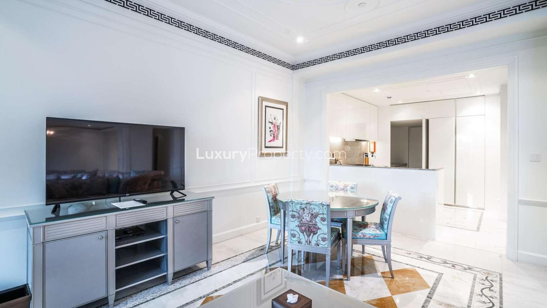 Outdoor pool area at luxurious 4-bedroom townhouse in Palazzo Versace, Culture Village