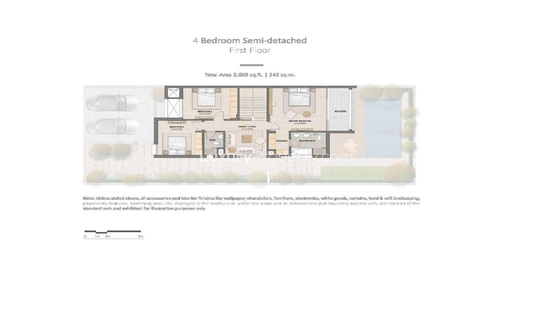 Modern four-bedroom townhouse in Arabella, Mudon community with sleek design and spacious layout