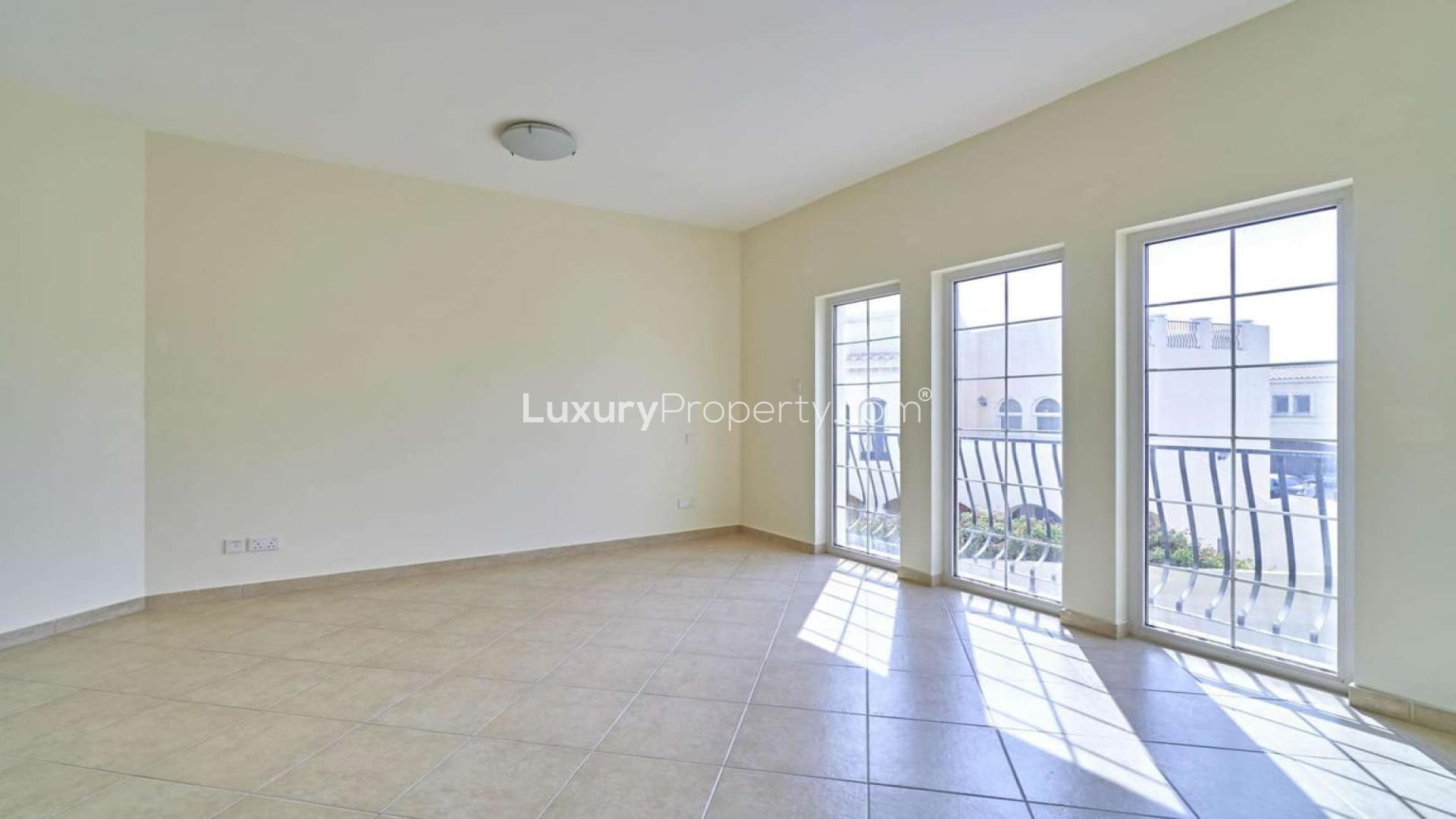 Exterior view of spacious townhouse for rent in Layan Community, Dubai Land