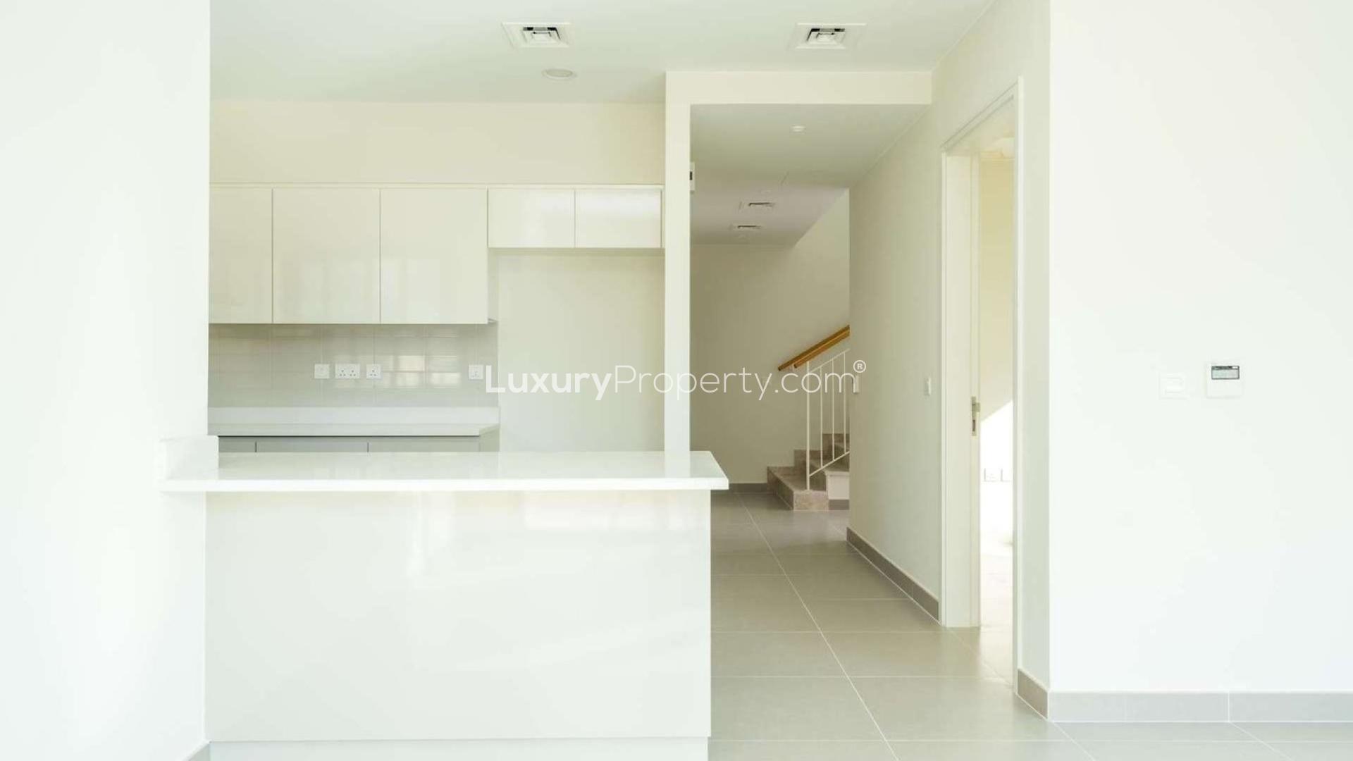 Exterior view of 4-bedroom townhouse for rent in Maple, Dubai Hills Estate