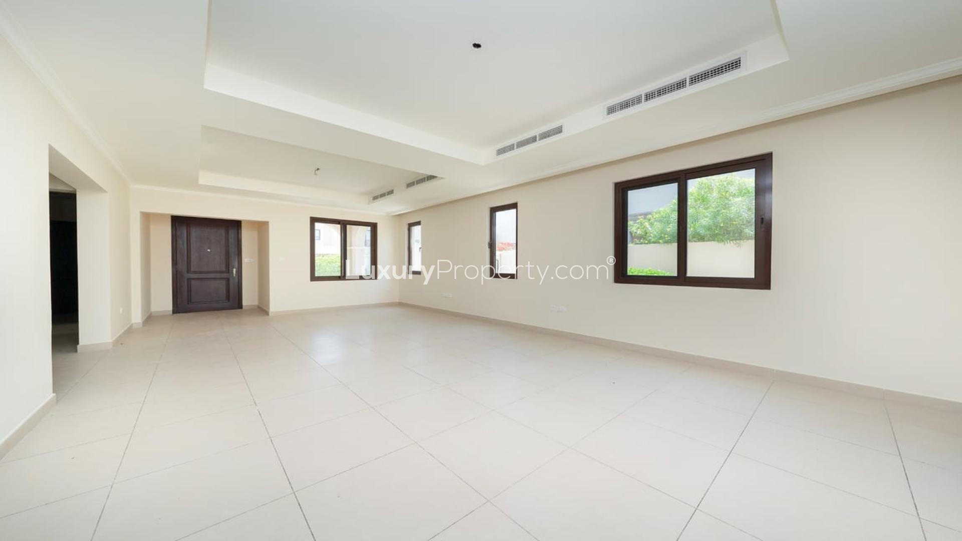 Exterior view of spacious townhouse for rent in Arabian Ranches 2, Lila community