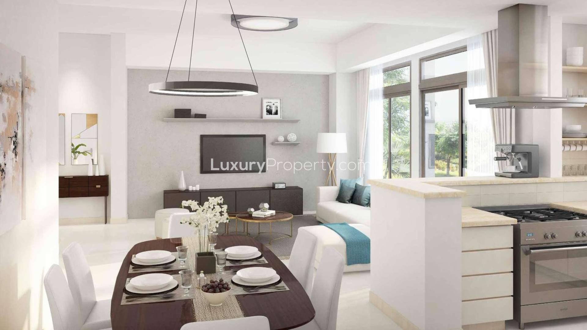 Luxurious open-plan living area in 4-bedroom townhouse, Naseem, Dubai Town Square