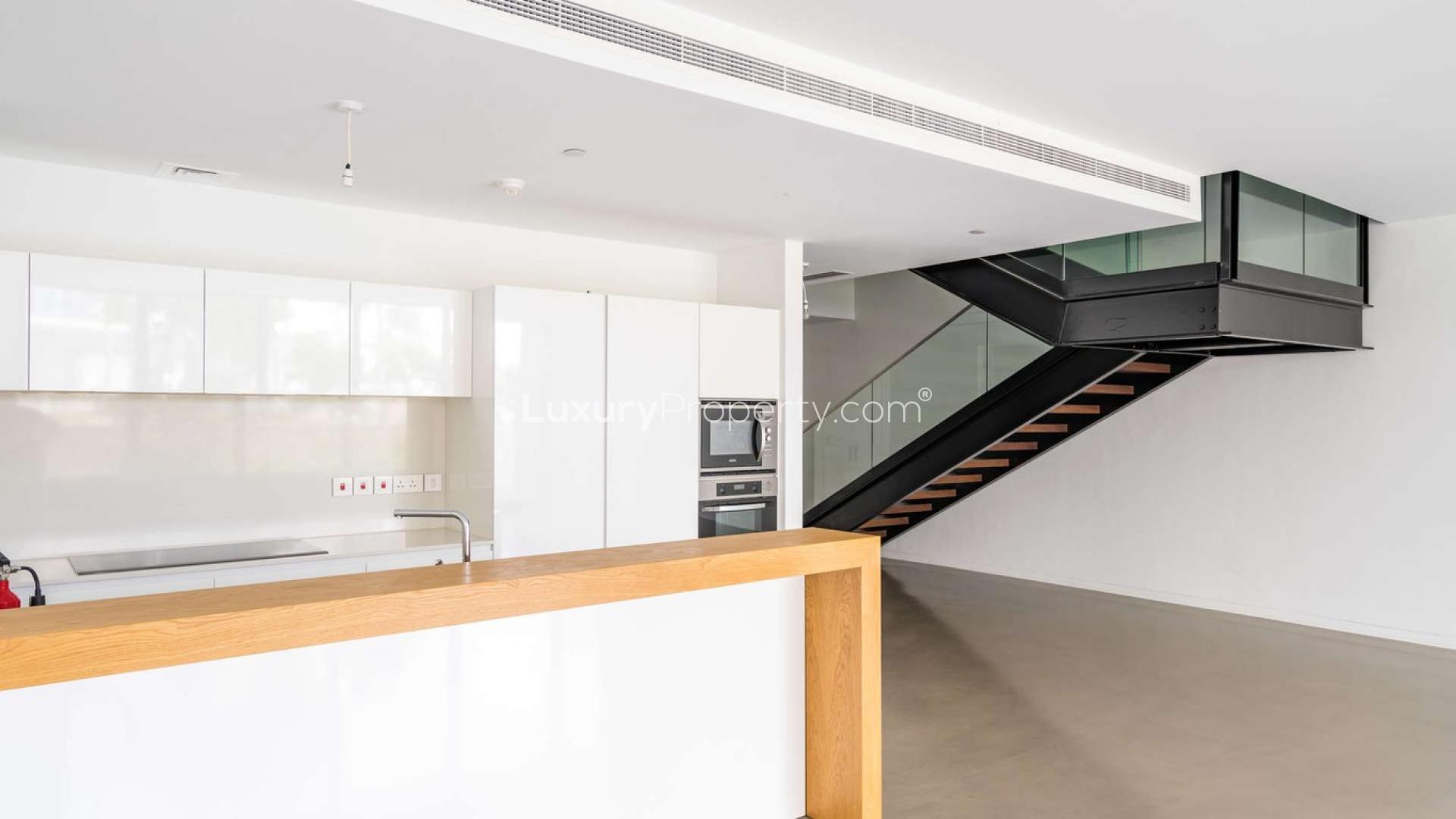 Modern kitchen in luxury four-bedroom townhouse, Nikki Beach, Pearl Jumeirah, for sale