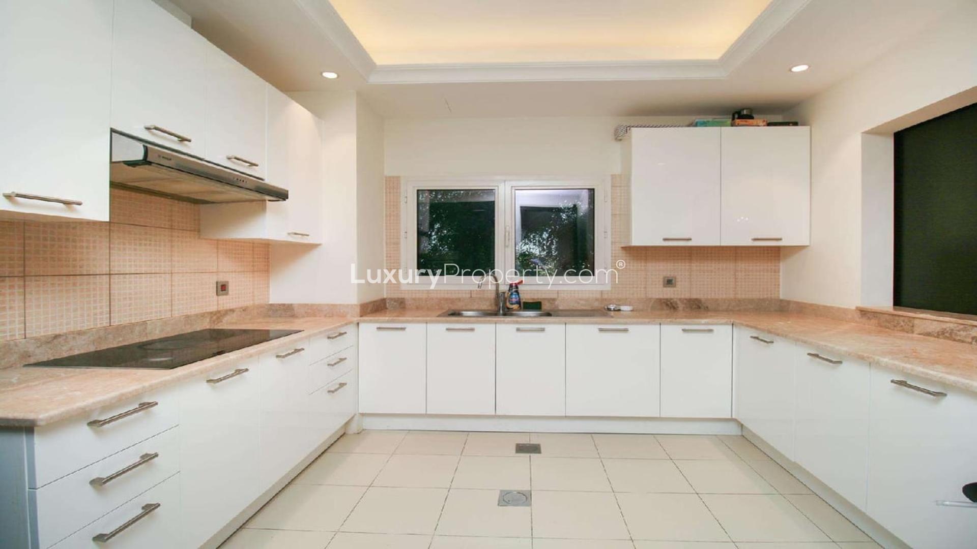 Luxurious living room in four-bed townhouse, Jumeirah Golf Estates, Fire community, for sale