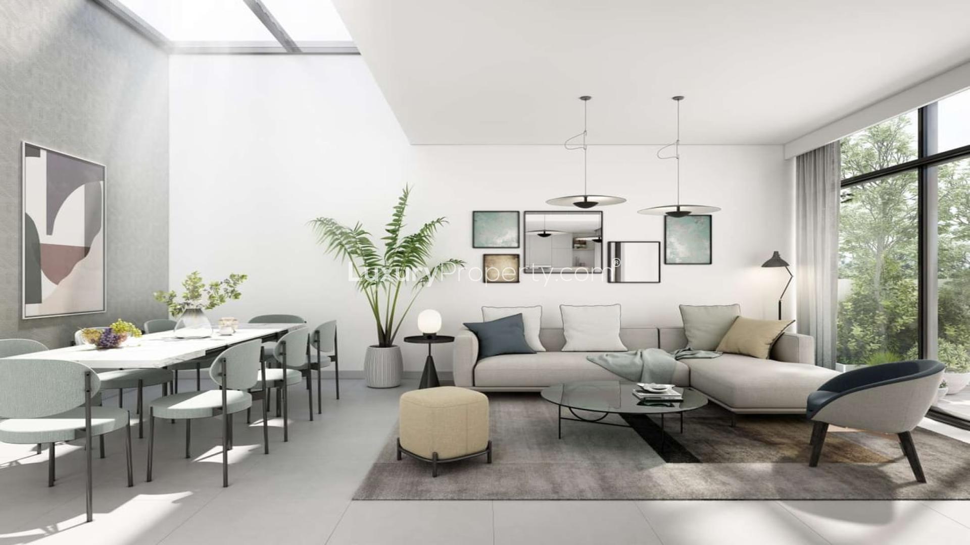 Modern living room in three-bed townhouse for sale in Zen by Indigo, Golf City