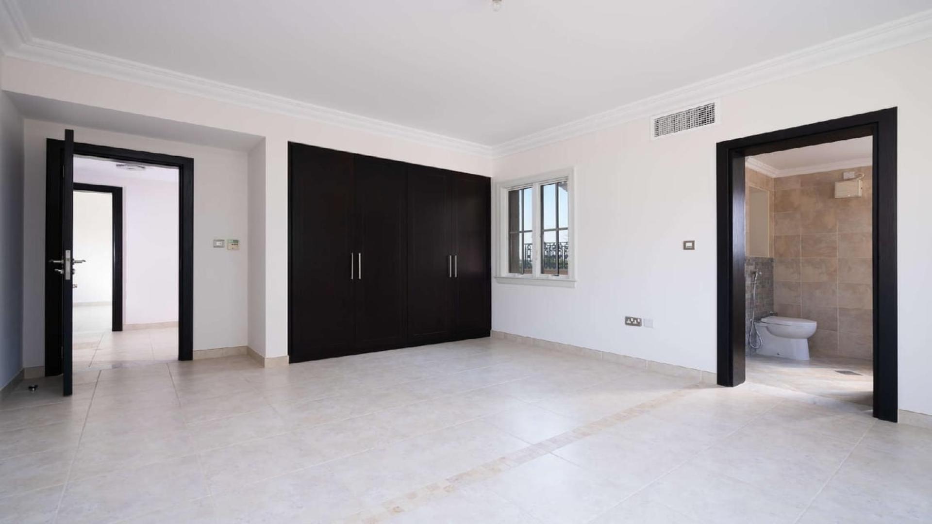 Elegant villa patio with small pool and golf course view in Whispering Pines, Jumeirah