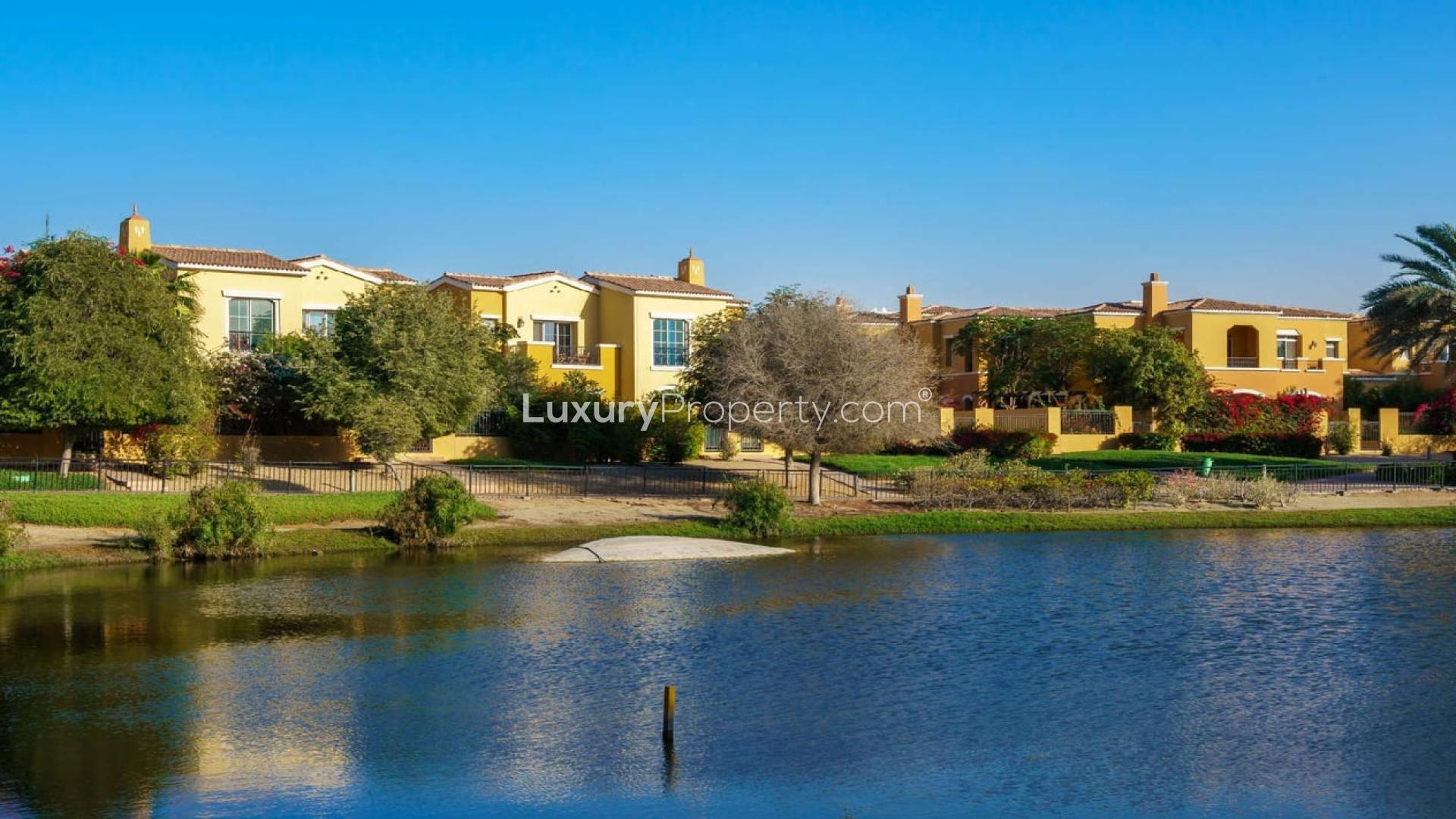 Spacious 4-bedroom villa exterior in Palmera 3, Arabian Ranches, for rent