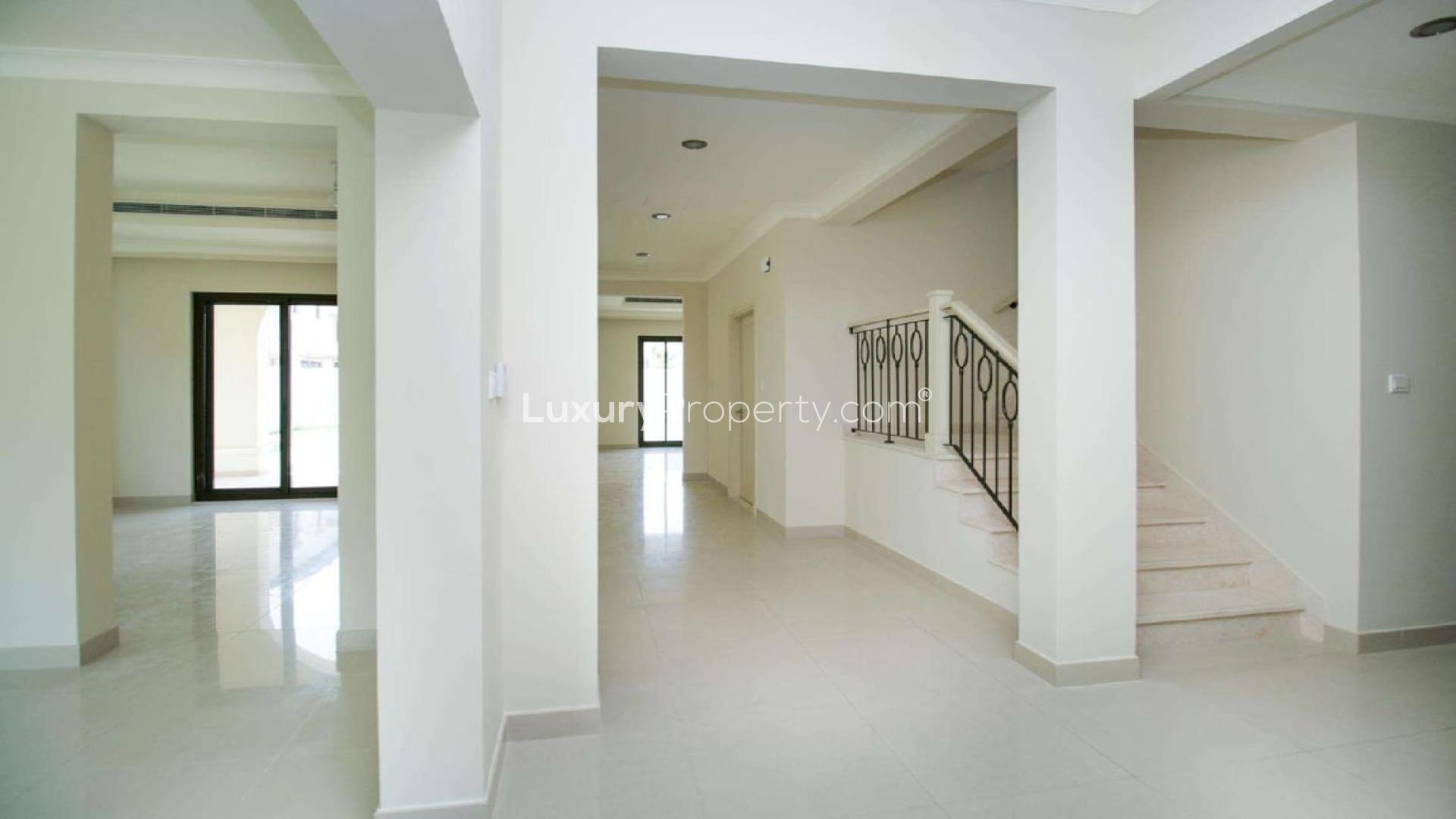 Spacious 4-bedroom villa exterior with garage in Rasha, Arabian Ranches 2 for rent