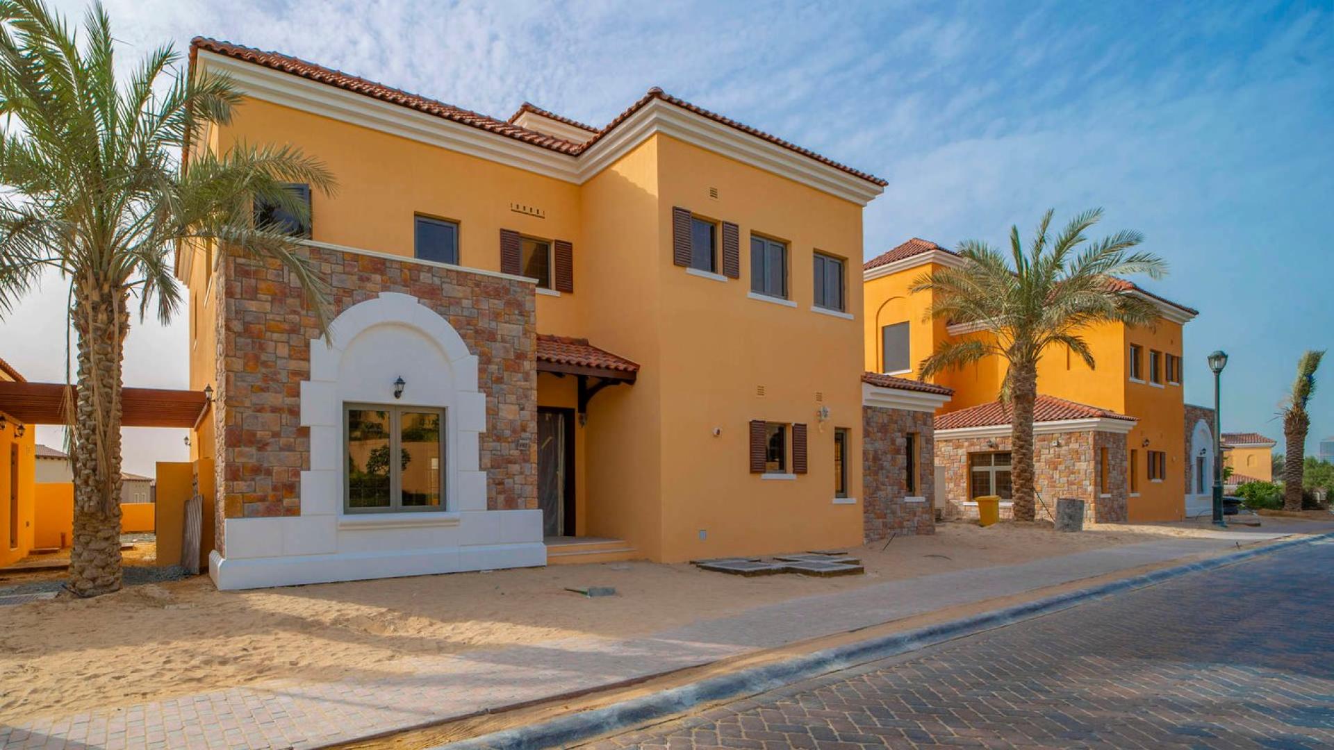 Elegant 4-bedroom villa exterior in Whispering Pines, Jumeirah Golf Estates, available for rent